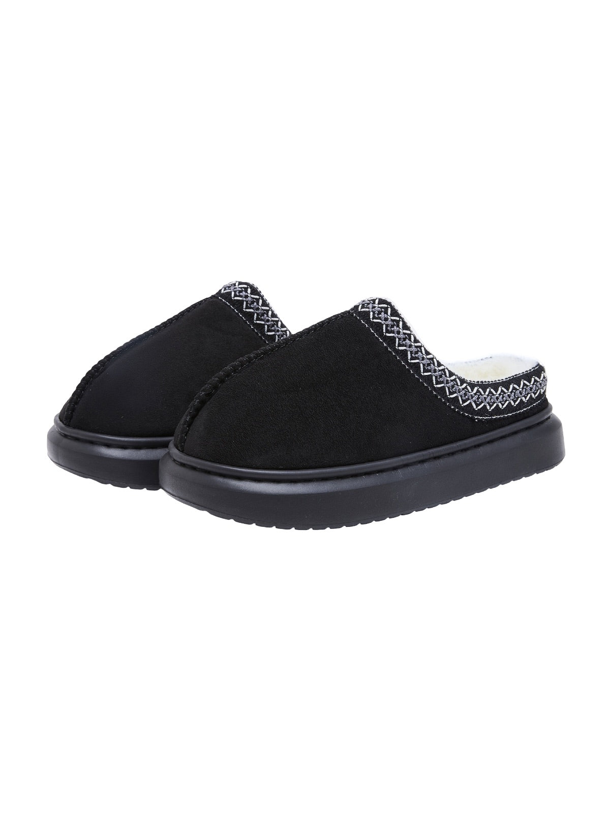 Chaussons d’intérieur fourrés, chaussons hiver confortables, pantoufles chaudes unisexes, semelle antidérapante EVA, pantoufles maison épaisses, modèle Preski - Chaussons - Noir XXS