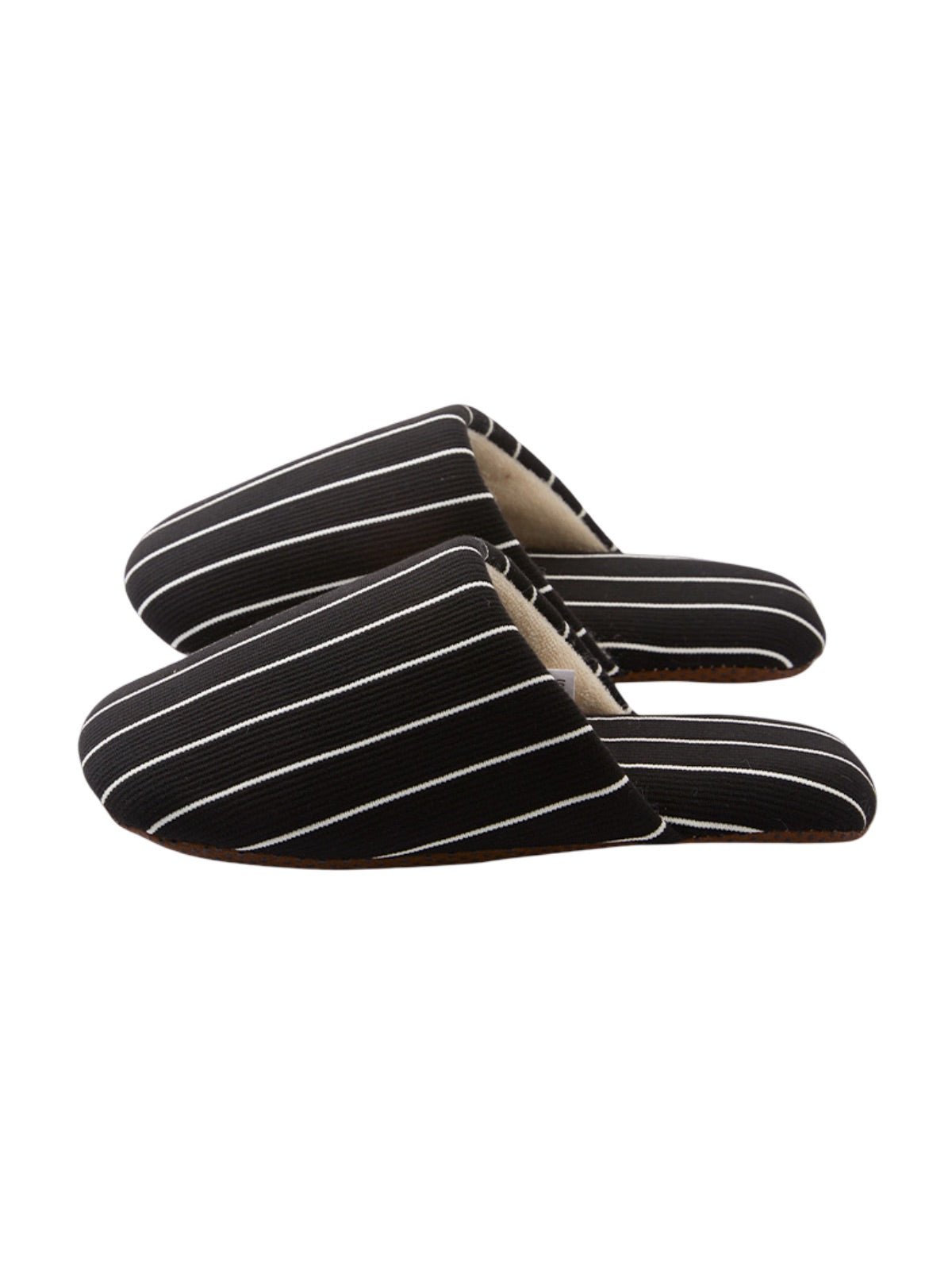 Chaussons d’intérieur rayés, chaussons coton confort, chaussons unisexe hiver, chaussons antidérapants maison, chaussons doublés chauds, modèle Triny - Chaussons - Noir XXS