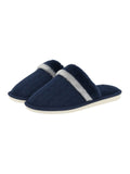 Chaussons hiver, chauds maison, fourrés et confort, pantoufles antidérapantes intérieur, mules coton polaire douces mixte, modèle Hitam - Chaussons - Bleu marine XXS