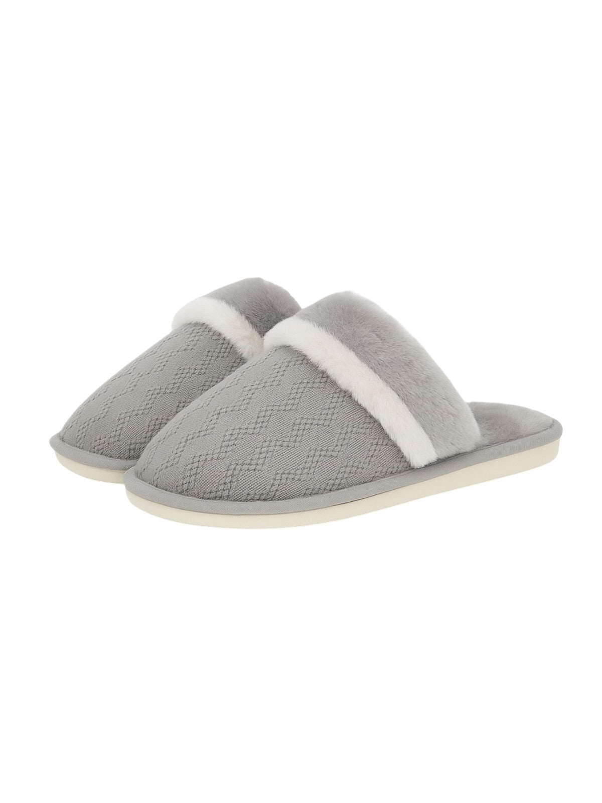 Chaussons hiver, chauds maison, fourrés et confort, pantoufles antidérapantes intérieur, mules coton polaire douces mixte, modèle Hitam - Chaussons - Gris XXS