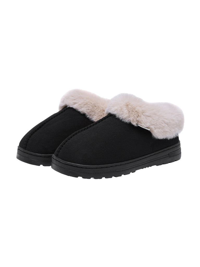 Chaussons hiver fourrés, intérieur doux, semelle antidérapante, confort thermique, style unisexe, couleurs variées, modèle Spridz - Chaussons - Noir XXS