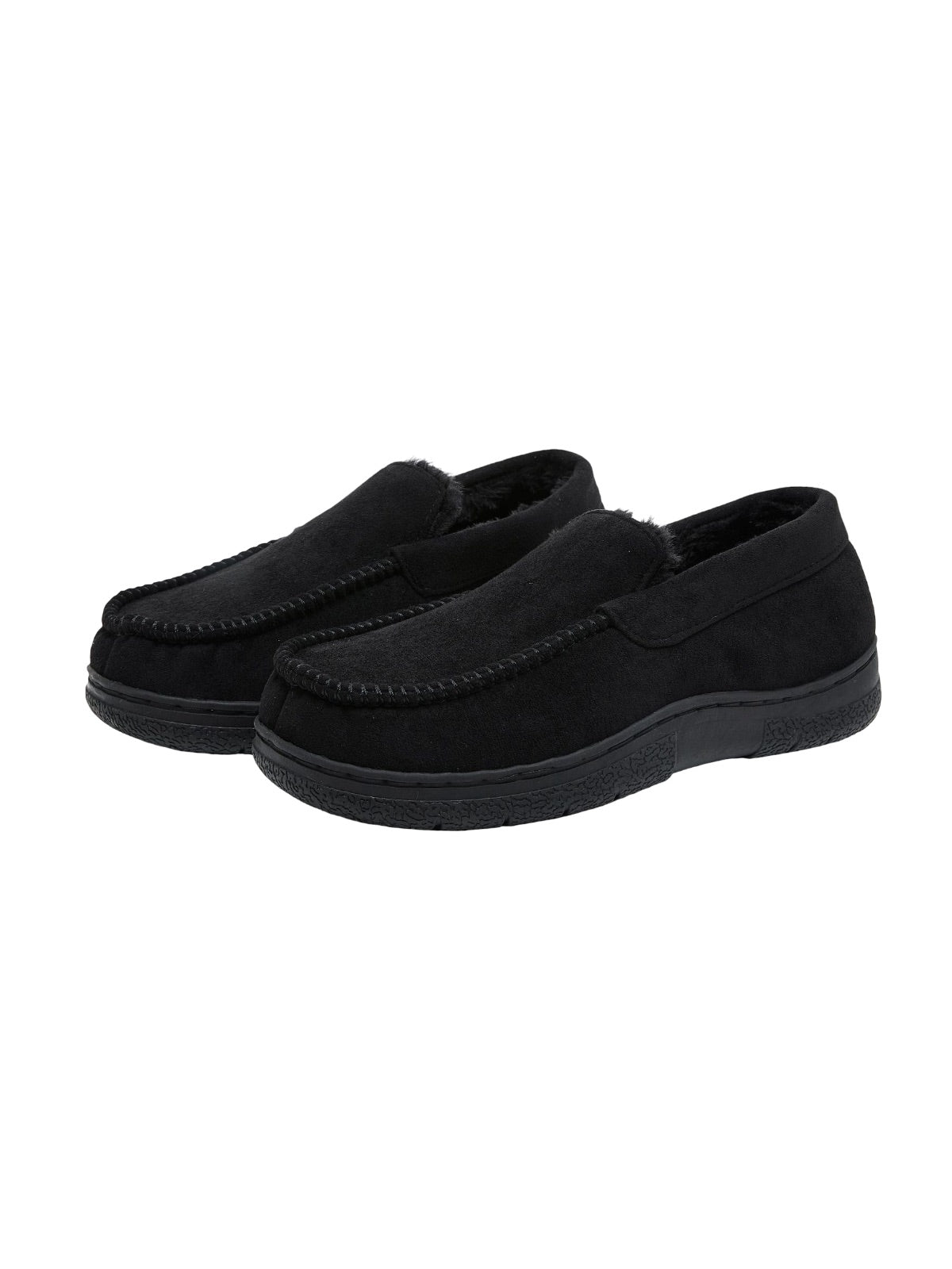 Chaussons homme hiver, mocassins d’intérieur chaud, pantoufles fourrées antidérapantes, chaussons confort maison, chaussures cocooning, modèle Ekrem - Chaussons - Noir L