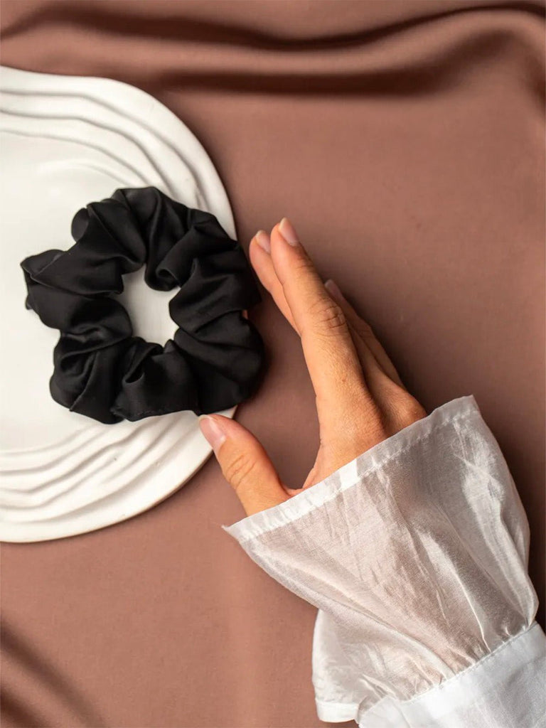 Chouchou cheveux imitation soie, chouchou satiné femme, accessoires cheveux doux, lot élastiques cheveux, chouchou volumineux, modèle Sakare - Chouchou - Multicolore