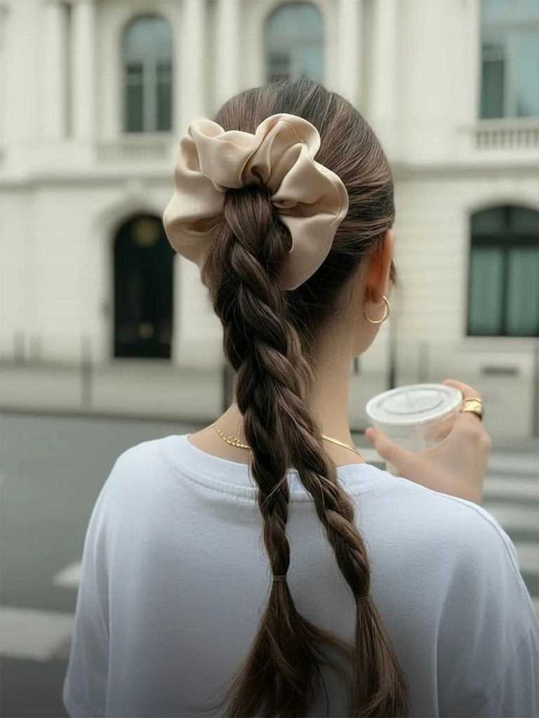 Chouchou cheveux imitation soie, chouchou satiné femme, accessoires cheveux doux, lot élastiques cheveux, chouchou volumineux, modèle Sakare - Chouchou - Multicolore