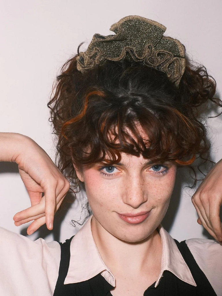 Chouchou cheveux pailleté, élastique cheveux brillant, accessoire femme soirée, chouchou volumineux, coiffure élégante, élastique large scintillant, accessoire cheveux doré ou argenté, modèle Valéria - Chouchou - Marron