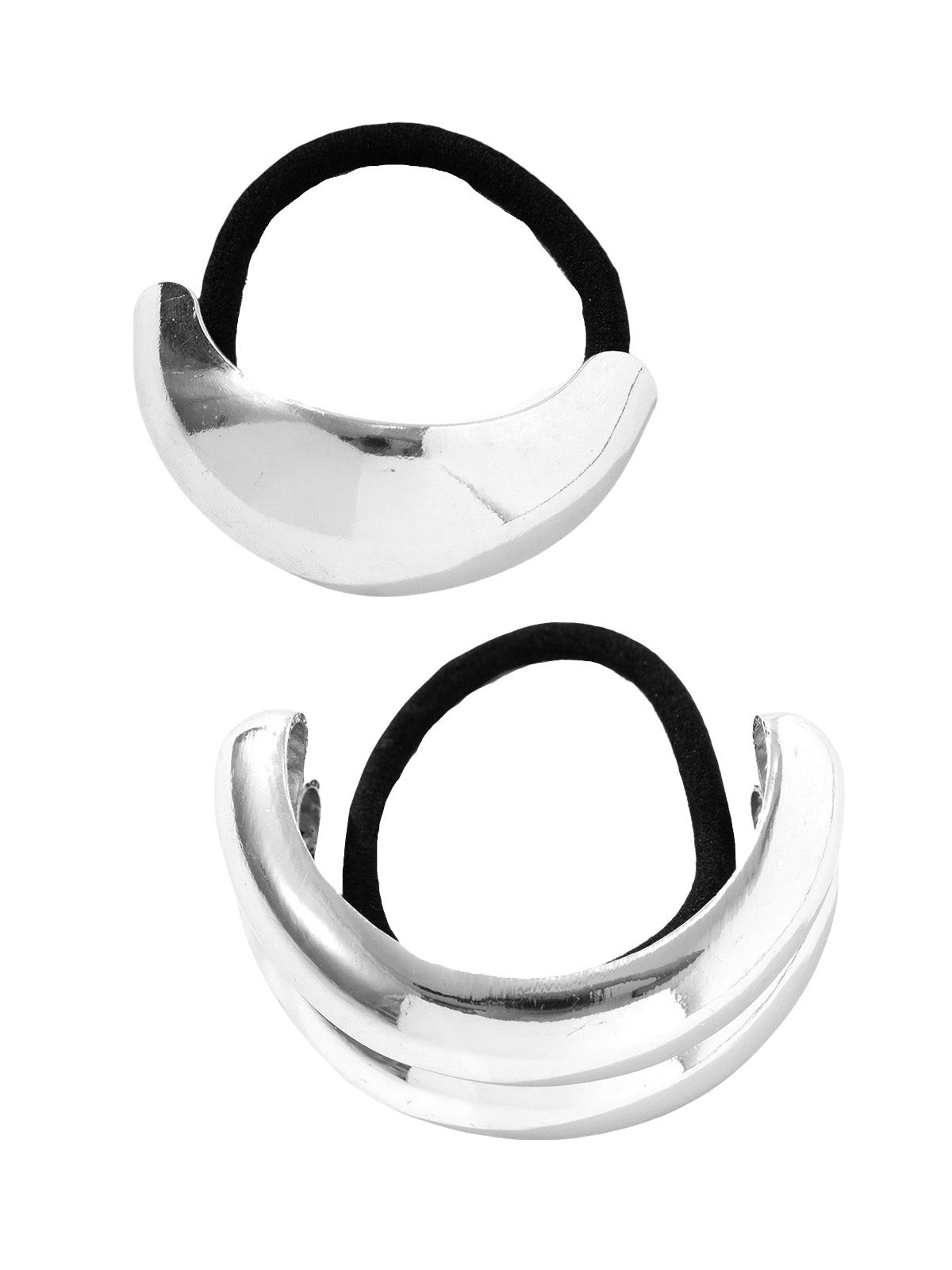 Chouchou métal doré, lot de 2 chouchous rigidse, élastique cheveux U en alliage, accessoire cheveux femme, attache queue de cheval brillante, chouchou design moderne, modèle Traky - Chouchou - Argent