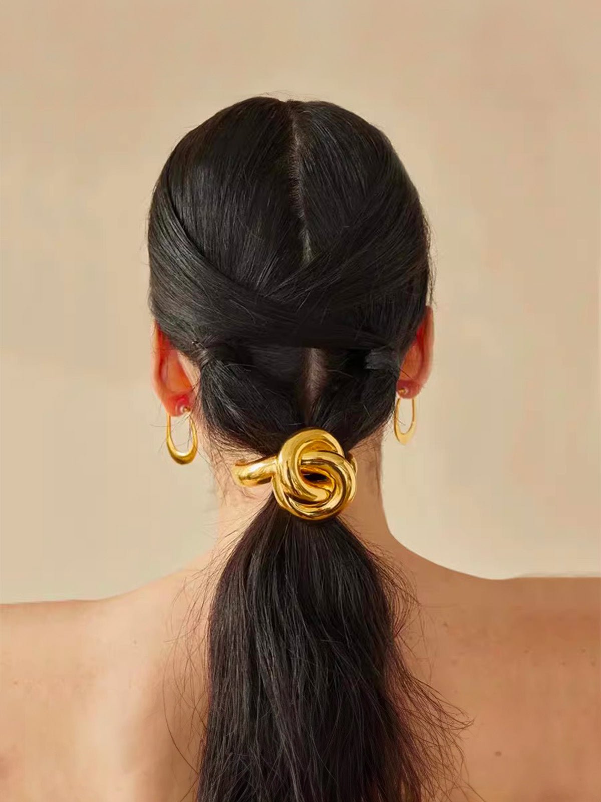 Twisted Metal Scrunchie, Gold Hair Elastic, Designer Hair Tie, Women's