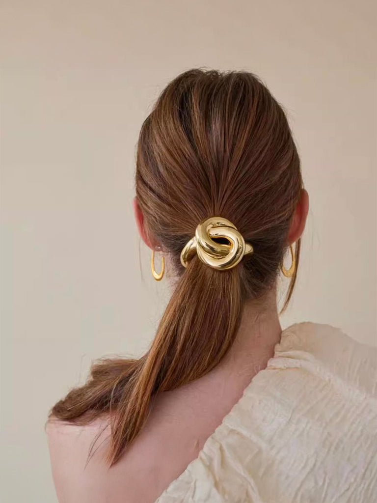 Chouchou métal torsadé, élastique cheveux doré, attache cheveux design, accessoire coiffure femme, chouchou doré, chouchou argenté, modèle Ormine - Chouchou - Or