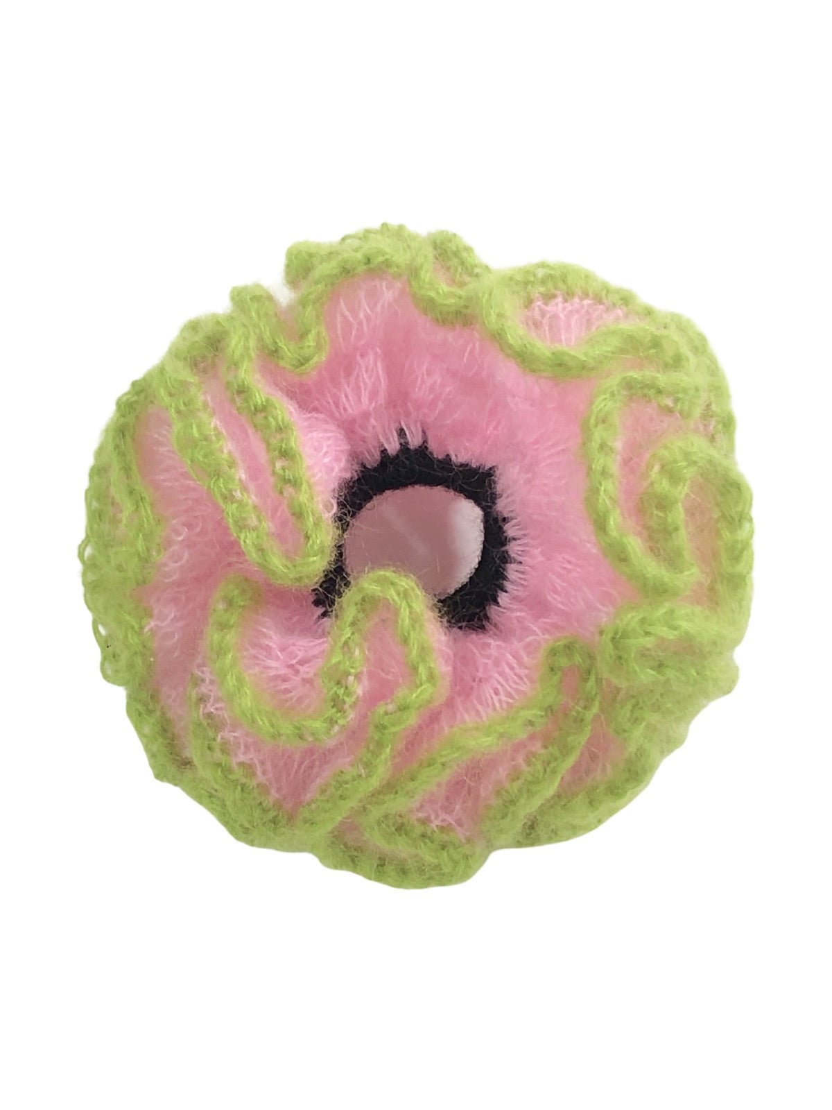 Chouchou mohair, chouchou volumineux, chouchou coloré, accessoire cheveux doux, élastique cheveux femme, modèle Pastine - Chouchou - Vert et rose