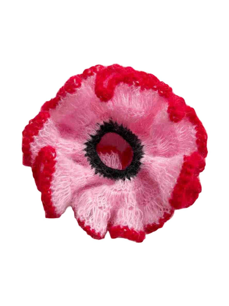 Chouchou mohair, chouchou volumineux, chouchou coloré, accessoire cheveux doux, élastique cheveux femme, modèle Pastine - Chouchou - Rose et rouge