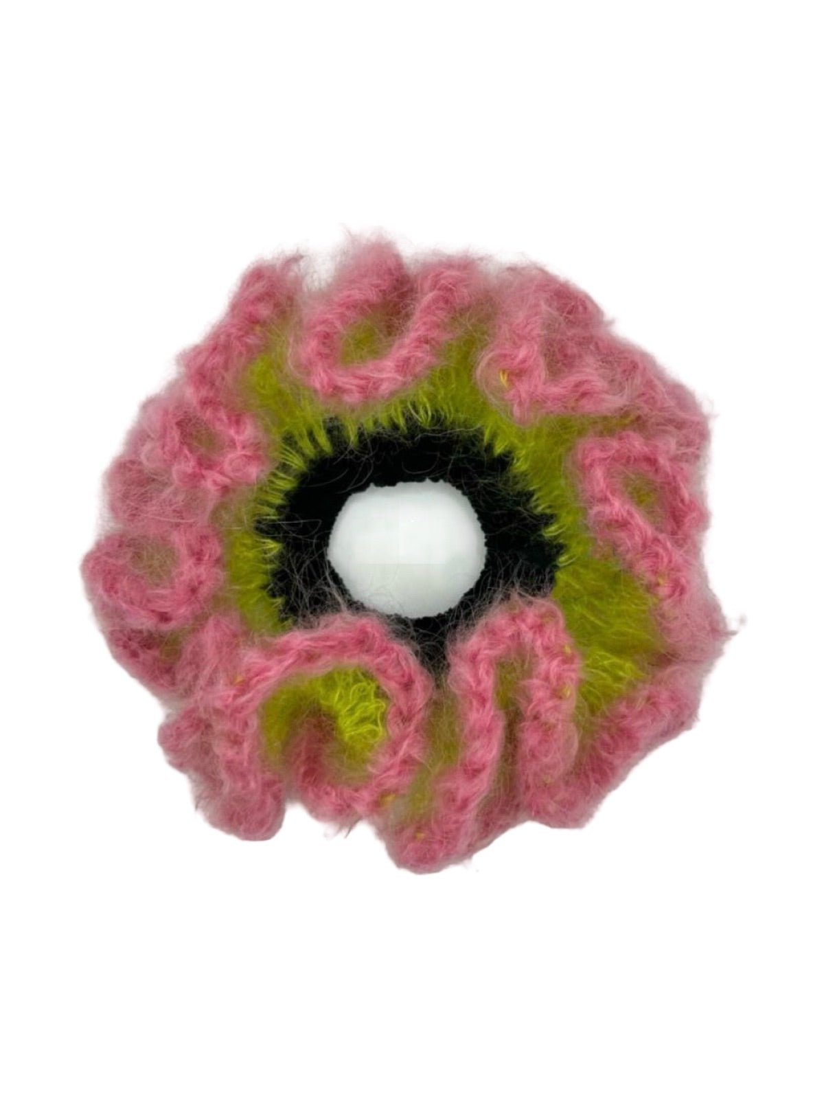 Chouchou mohair, chouchou volumineux, chouchou coloré, accessoire cheveux doux, élastique cheveux femme, modèle Pastine - Chouchou - Rose et vert