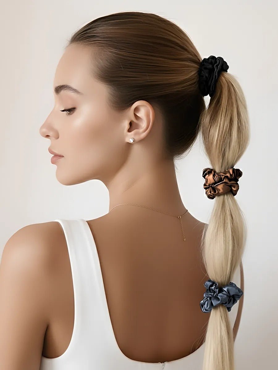 Chouchous cheveux satin, élastique cheveux femme, lot chouchous colorés, accessoire coiffure, attache cheveux doux, modèle Osiris - Chouchou - Multicolore