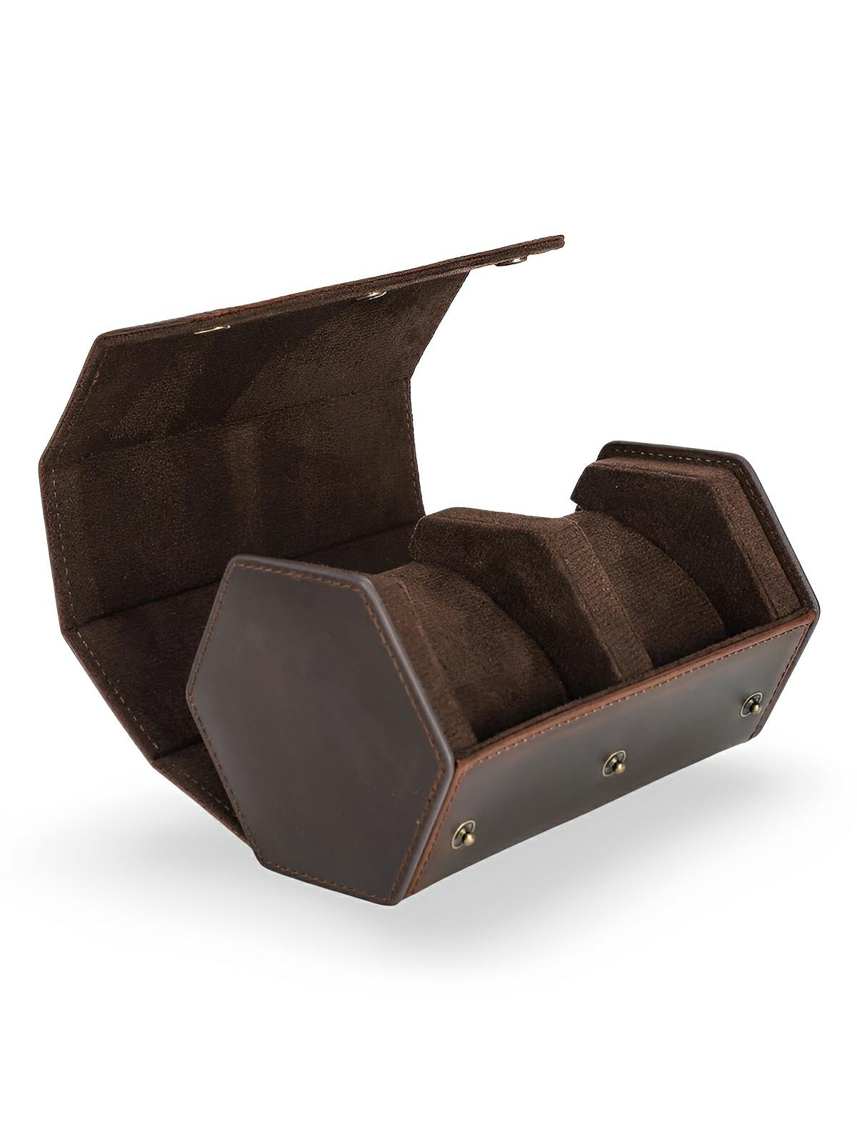 Coffret à montres, en cuir, double capacité, intérieur doux, modèle Jules - Coffret - Café