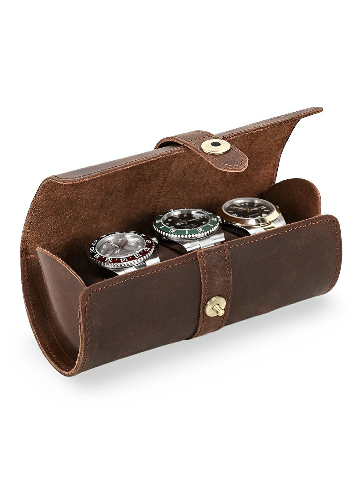 Coffret à montres, en cuir, format horizontal, modèle Adonias - Coffret - Café