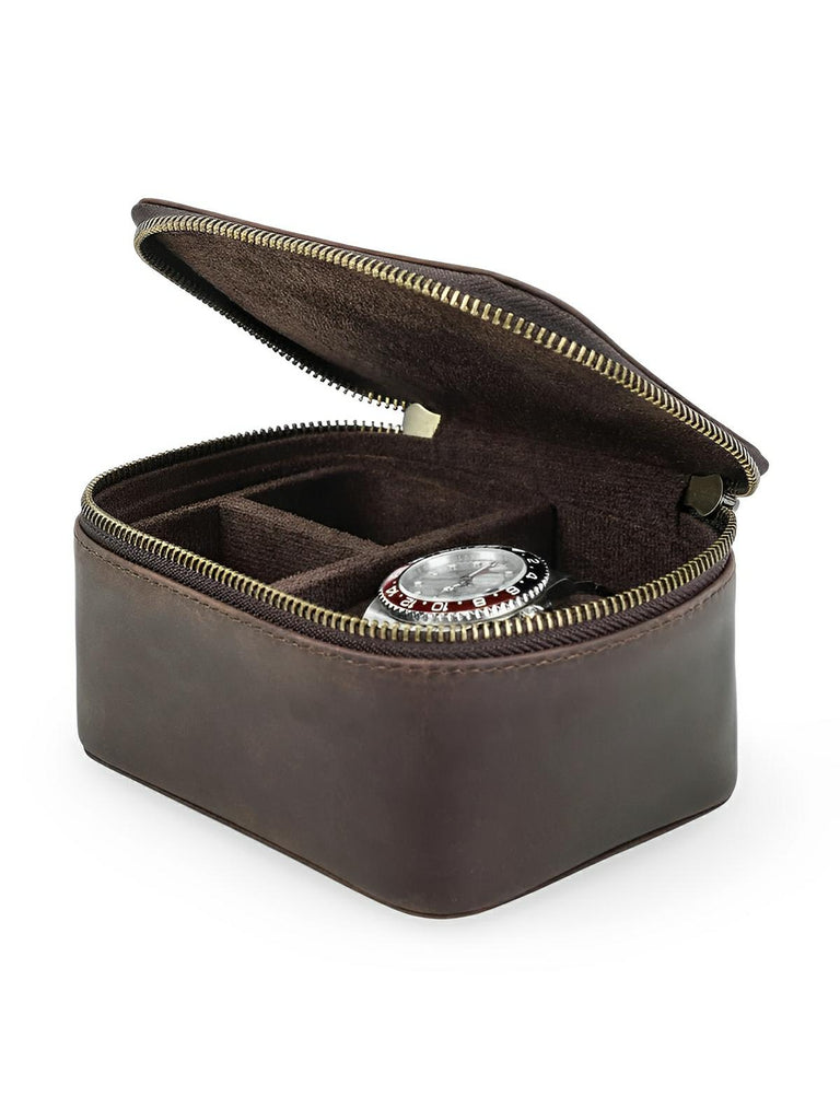 Coffret à montres, en cuir, idéal pour voyager, modèle Maurice - Coffret - Café
