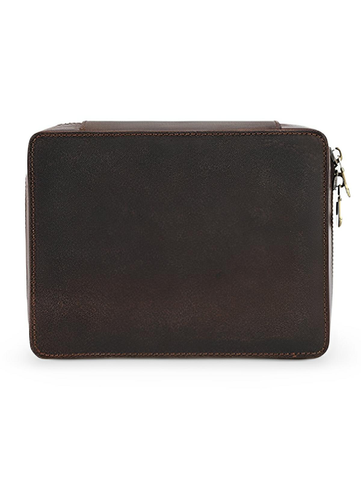 Coffret à montres, en cuir, porte carte intégré, modèle Maximian - Coffret - Café