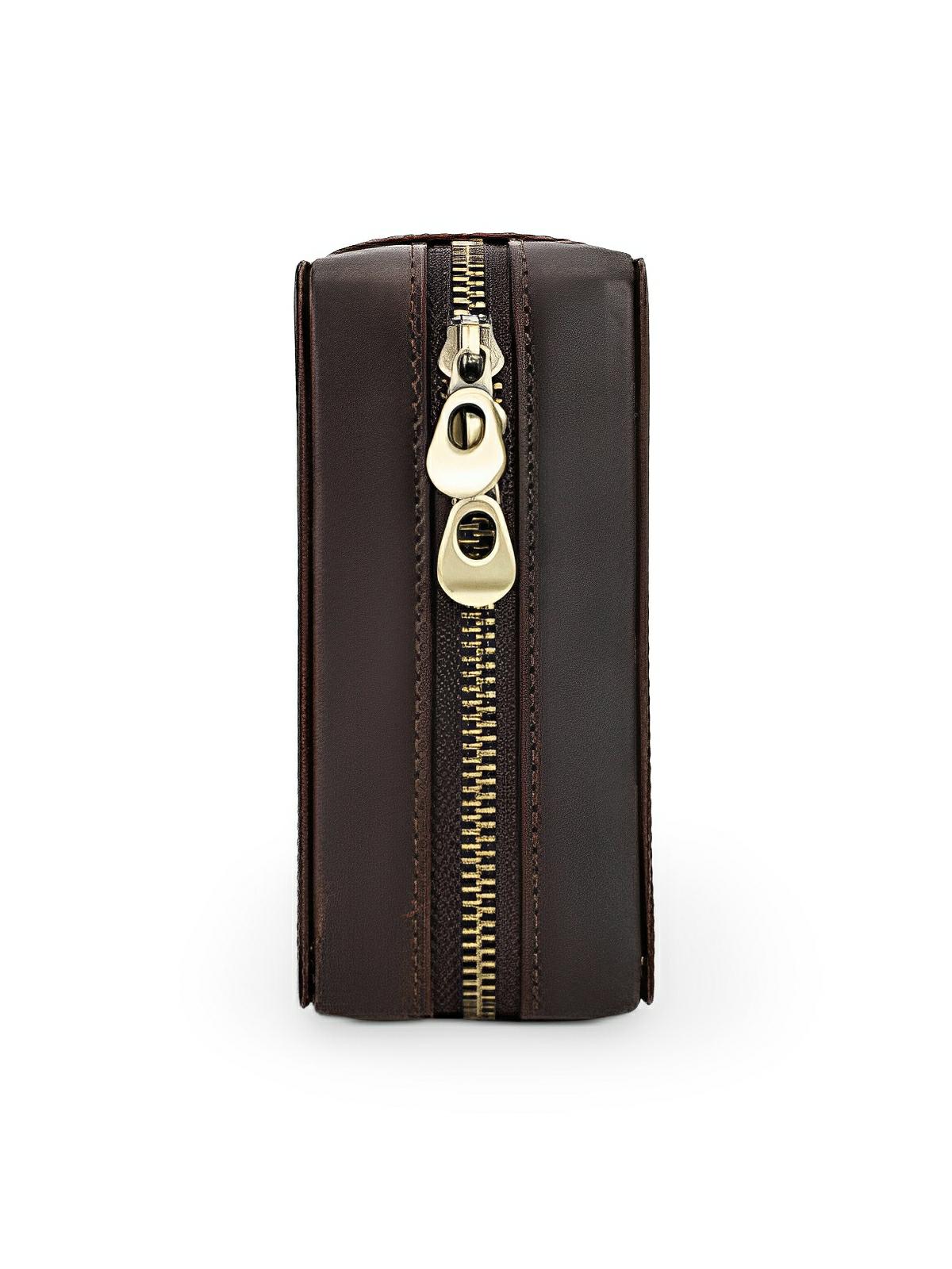 Coffret à montres, en cuir, porte carte intégré, modèle Maximian - Coffret - Café