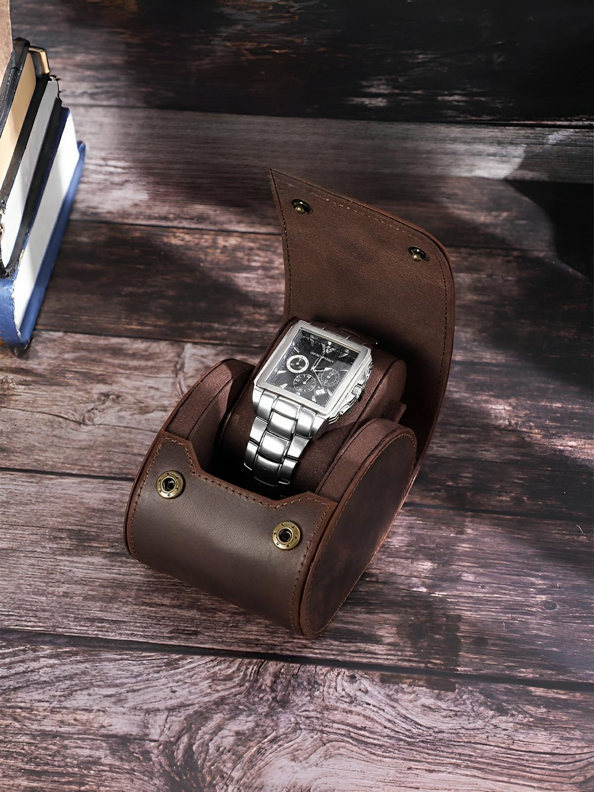 Coffret à montres, en cuir, pour l'homme vintage, modèle Alcibiade - Coffret - Café