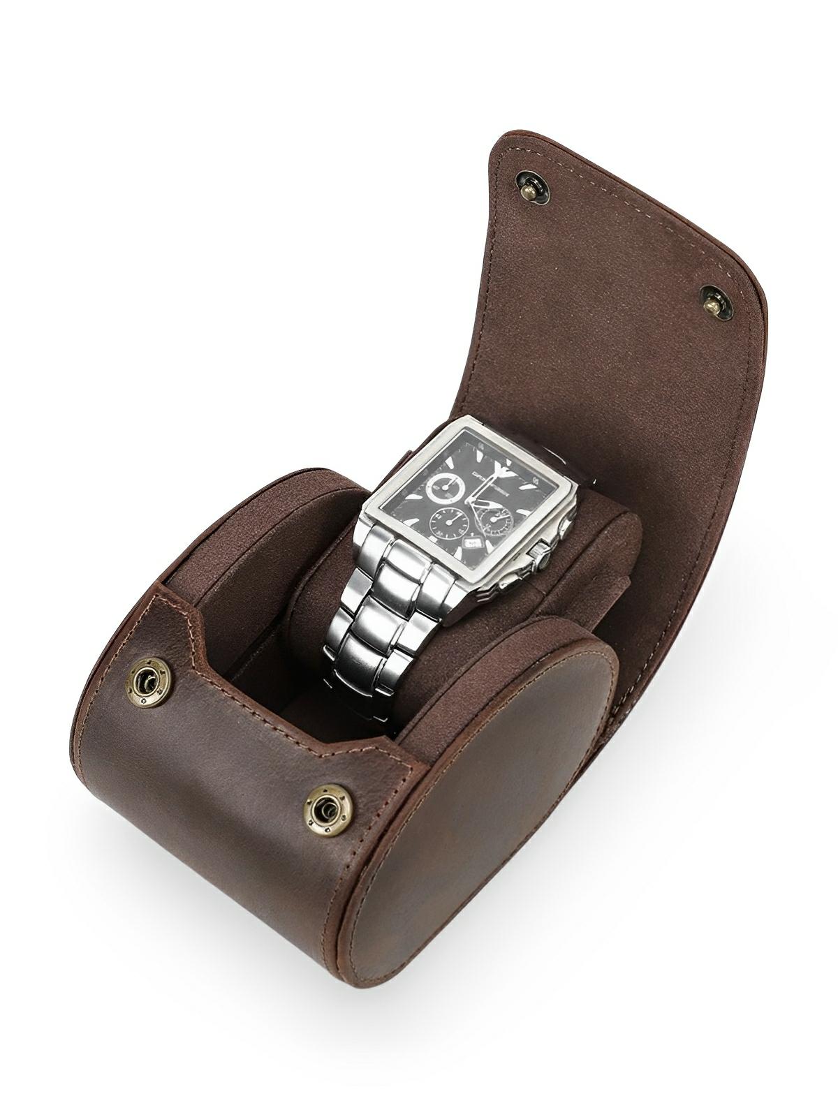 Coffret à montres, en cuir, pour l'homme vintage, modèle Alcibiade - Coffret - Café