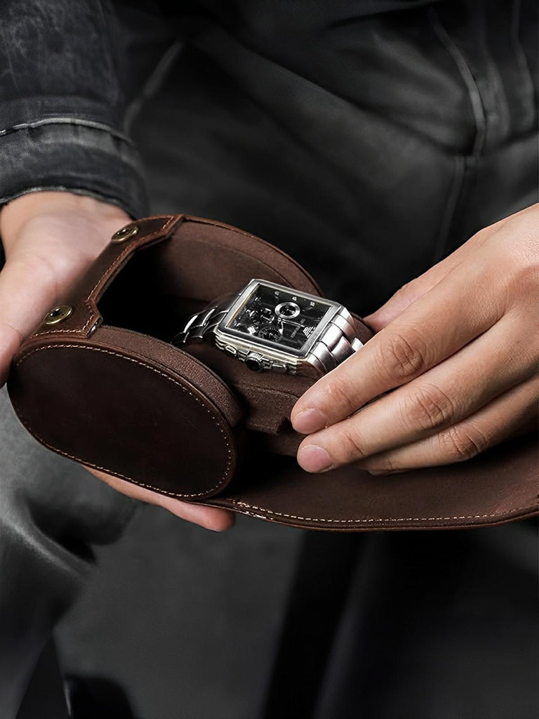 Coffret à montres, en cuir, pour l'homme vintage, modèle Alcibiade - Coffret - Café