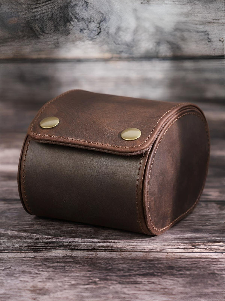 Coffret à montres, en cuir, pour l'homme vintage, modèle Alcibiade - Coffret - Café