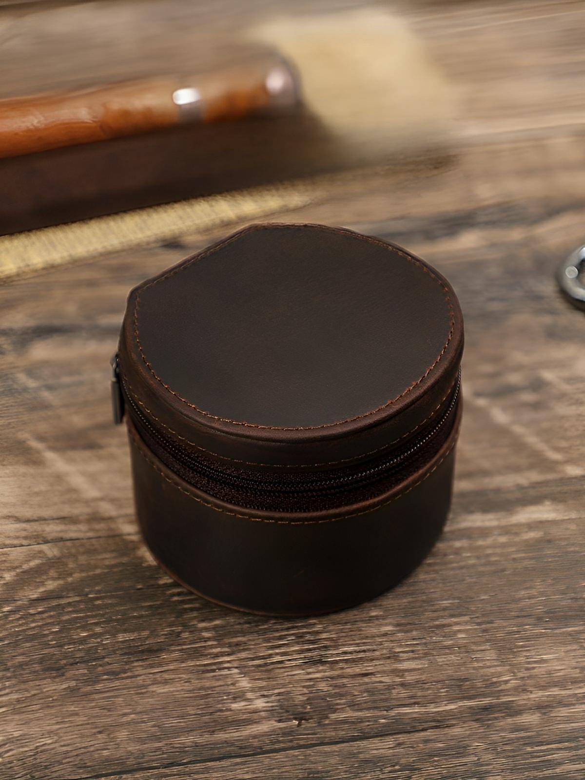 Coffret à montres unique, en cuir, arrondie, modèle Salvien - Coffret - Café