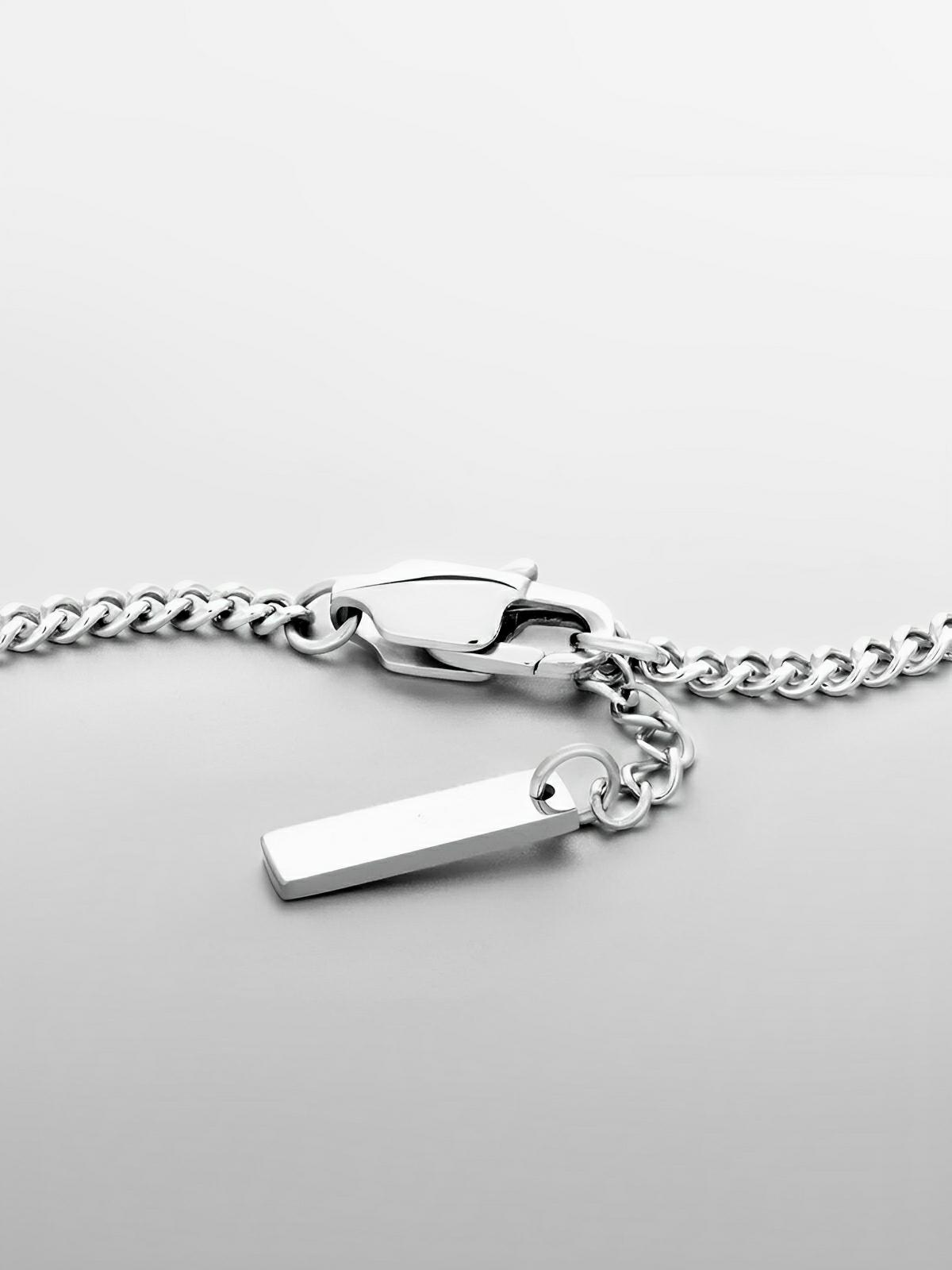 Collier acier inoxydable, pendentif rectangulaire, chaîne cubaine, style minimaliste, homme moderne, modèle Milano - Collier - Argent 55 cm