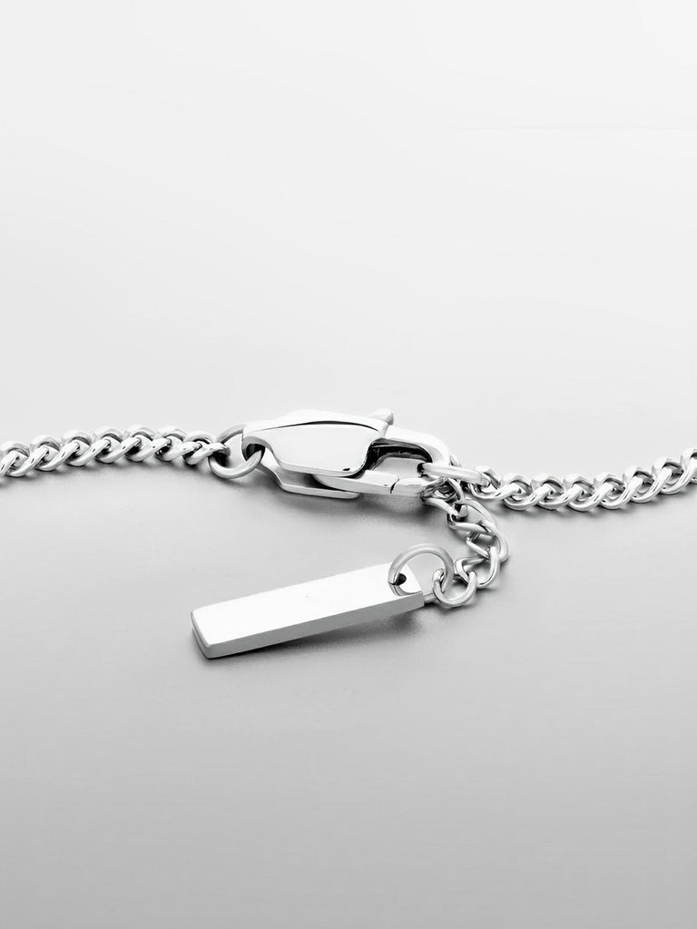 Collier acier inoxydable, pendentif rectangulaire, chaîne cubaine, style minimaliste, homme moderne, modèle Milano - Collier - Argent 55 cm