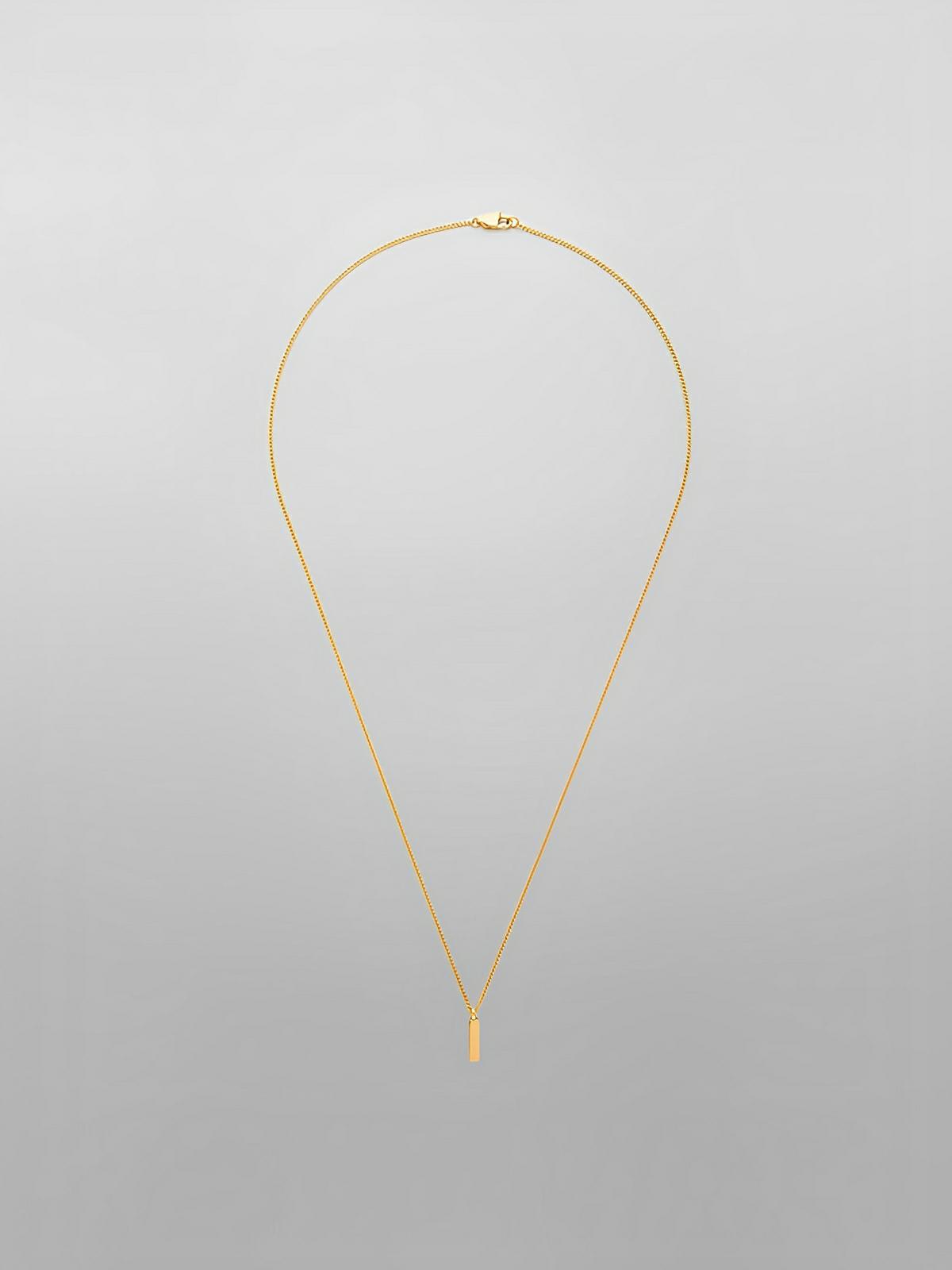 Collier acier inoxydable, pendentif rectangulaire, chaîne cubaine, style minimaliste, homme moderne, modèle Milano - Collier - Or 55 cm