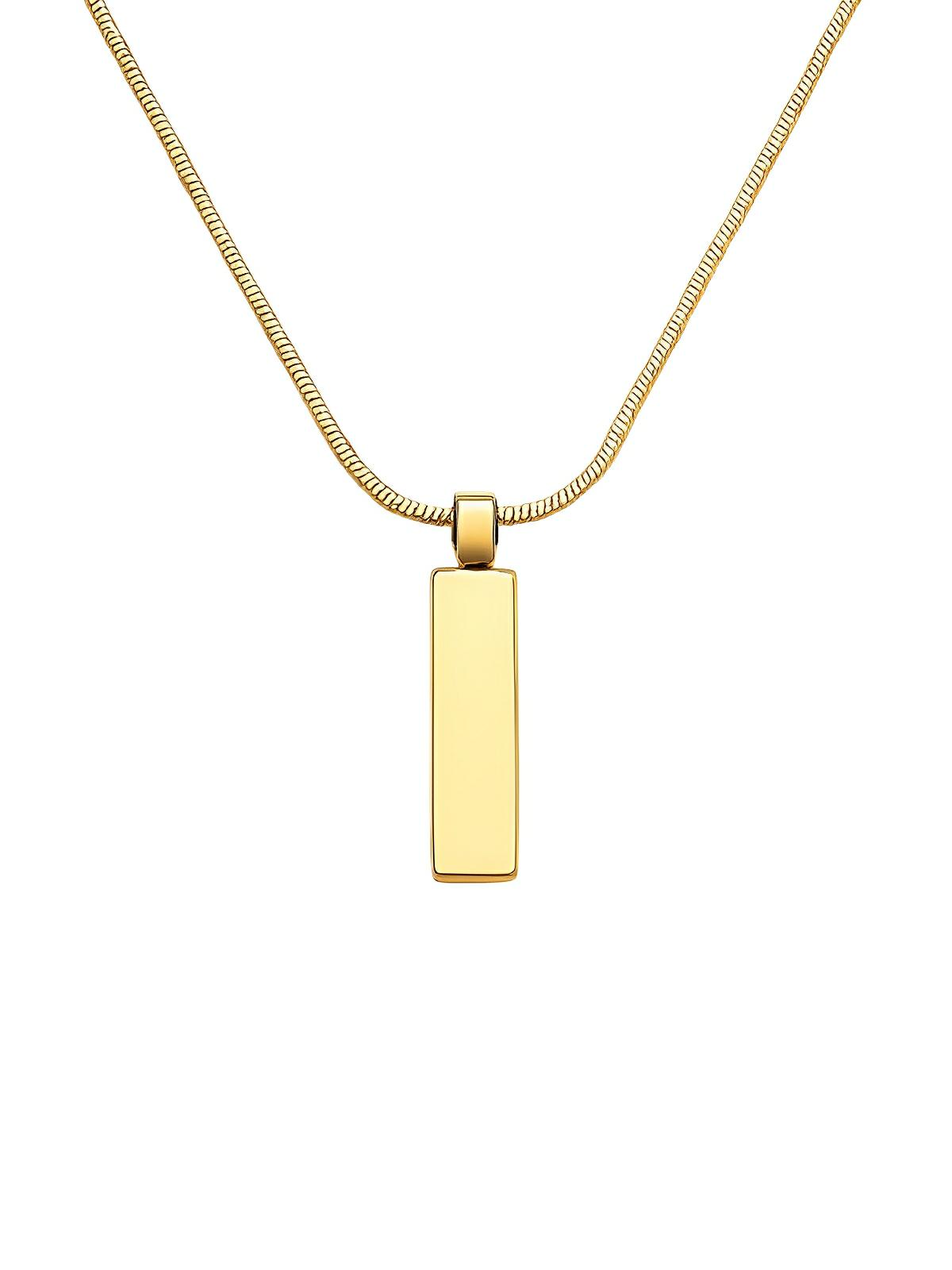 Collier acier inoxydable, pendentif rectangulaire, chaîne serpent, style minimaliste, homme moderne, modèle William - Collier - Or 55 cm