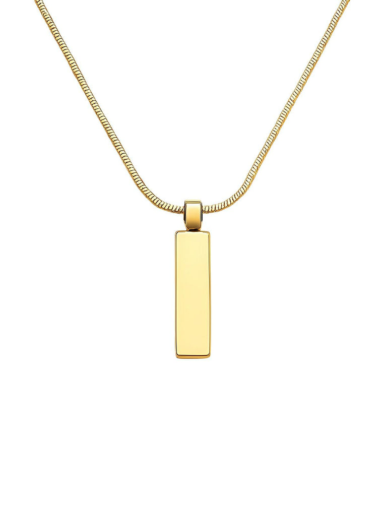 Collier acier inoxydable, pendentif rectangulaire, chaîne serpent, style minimaliste, homme moderne, modèle William - Collier - Or 55 cm