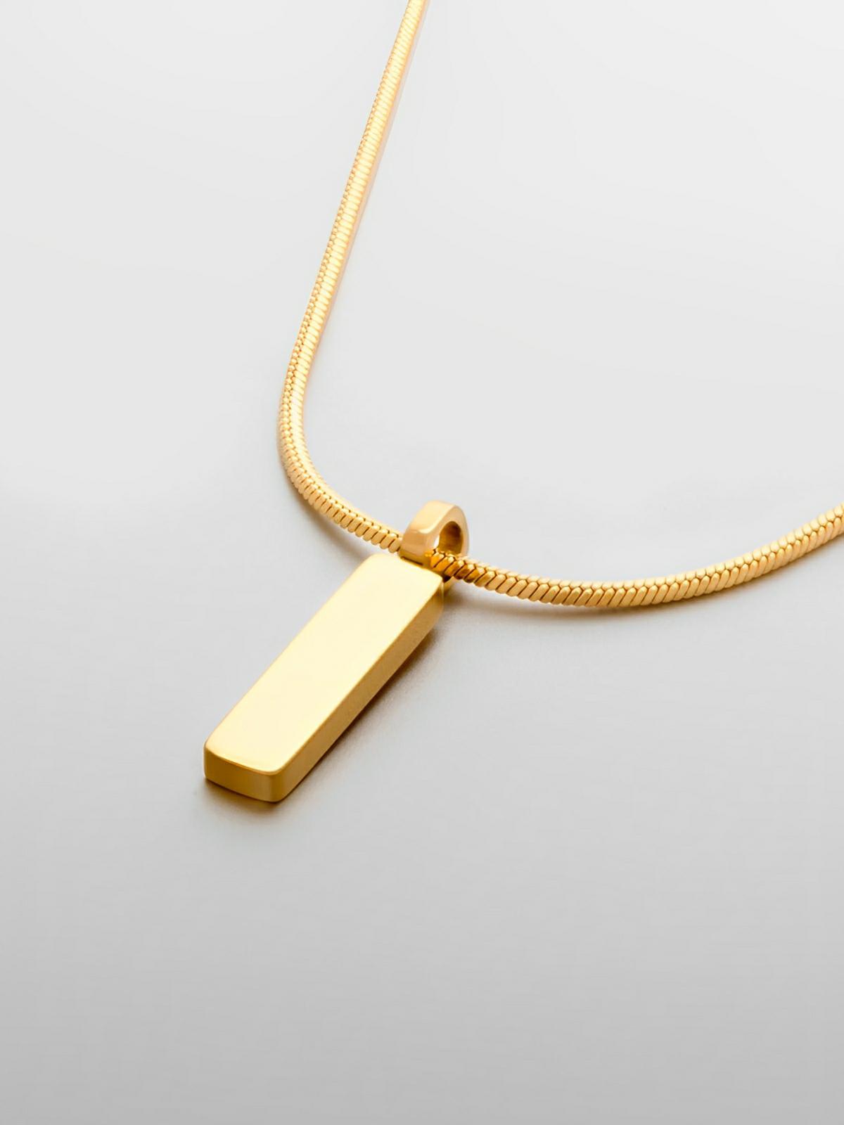 Collier acier inoxydable, pendentif rectangulaire, chaîne serpent, style minimaliste, homme moderne, modèle William - Collier - Or 55 cm