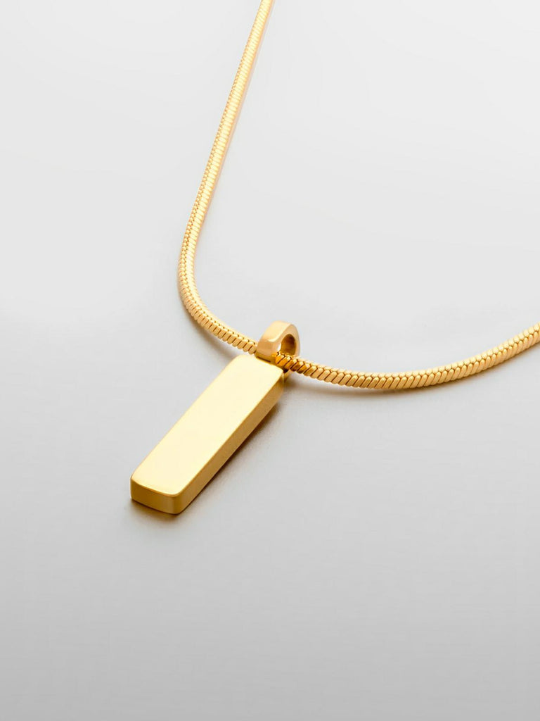 Collier acier inoxydable, pendentif rectangulaire, chaîne serpent, style minimaliste, homme moderne, modèle William - Collier - Or 55 cm