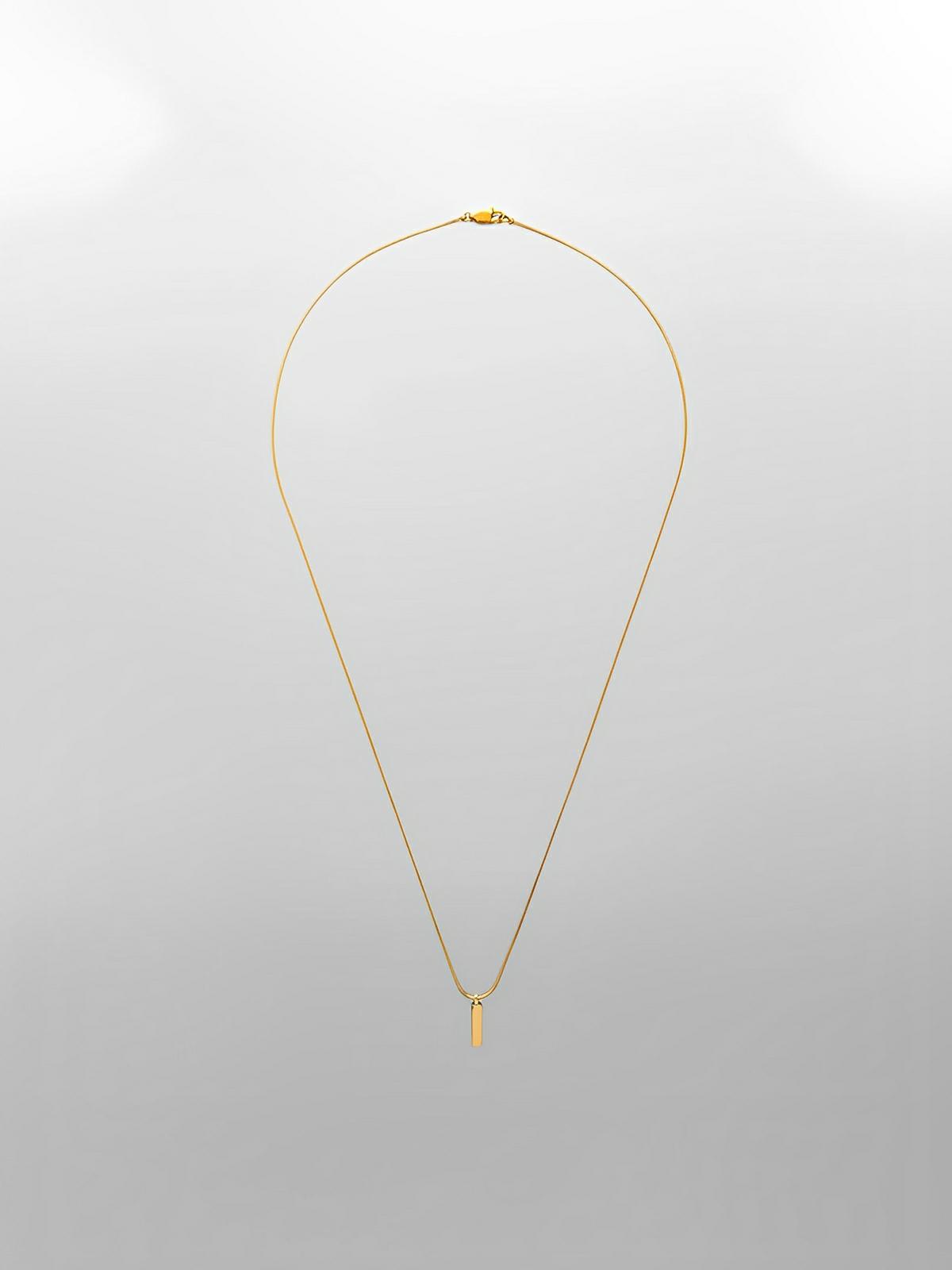 Collier acier inoxydable, pendentif rectangulaire, chaîne serpent, style minimaliste, homme moderne, modèle William - Collier - Or 55 cm