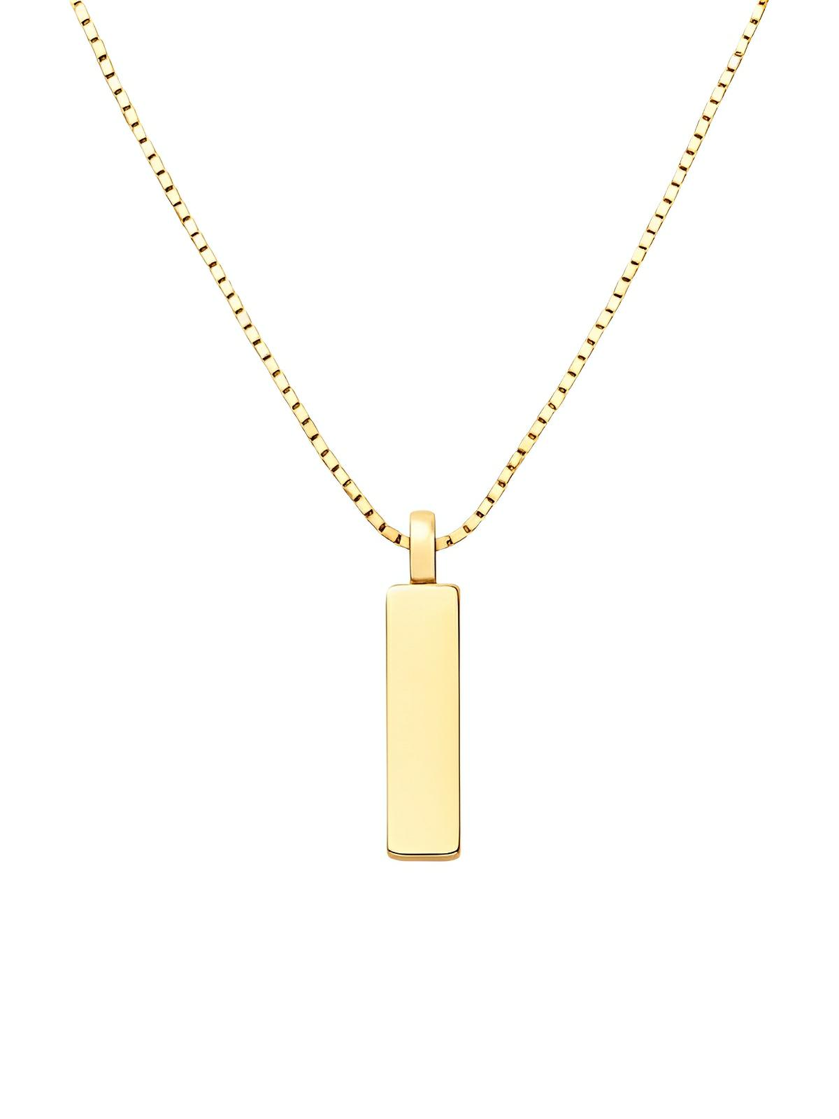 Collier acier inoxydable, pendentif rectangulaire, chaîne vénitienne, style minimaliste, homme moderne, modèle Séran - Collier - Or 55 cm