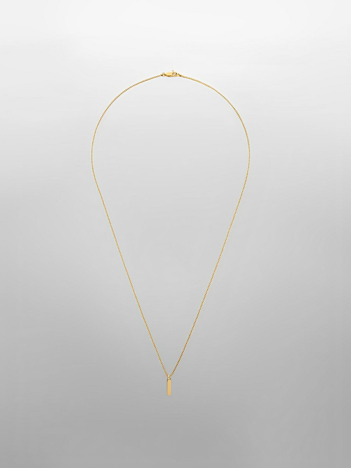 Collier acier inoxydable, pendentif rectangulaire, chaîne vénitienne, style minimaliste, homme moderne, modèle Séran - Collier - Or 55 cm