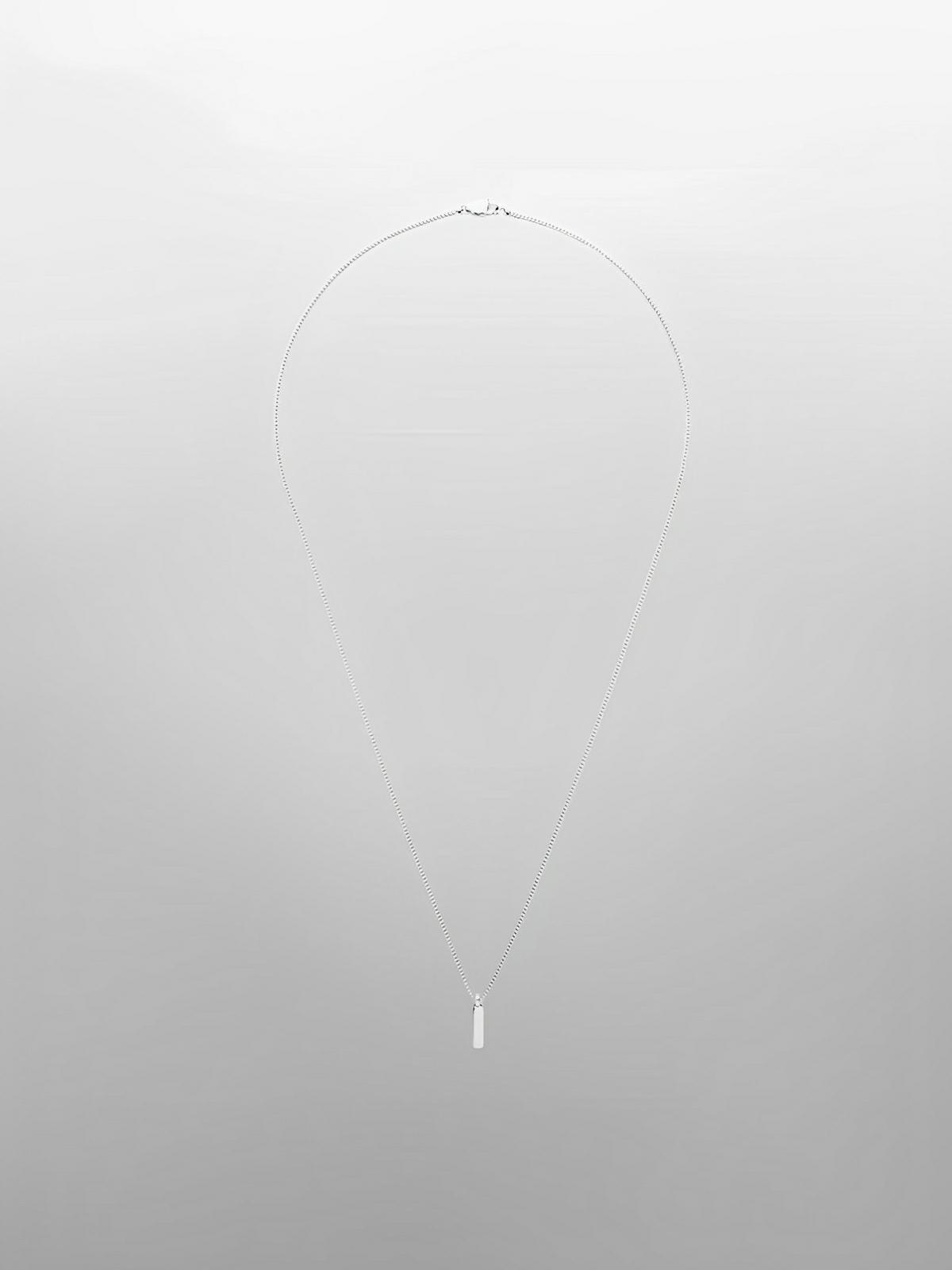 Collier acier inoxydable, pendentif rectangulaire, chaîne vénitienne, style minimaliste, homme moderne, modèle Séran - Collier - Argent 55 cm