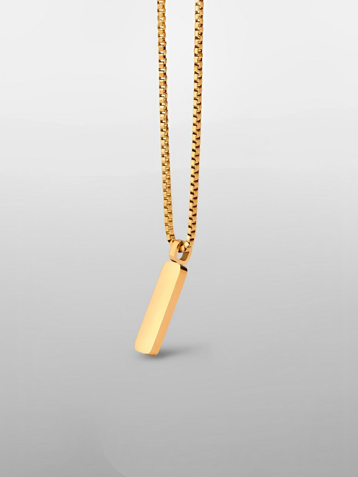 Collier acier inoxydable, pendentif rectangulaire, chaîne vénitienne, style minimaliste, homme moderne, modèle Séran - Collier - Or 55 cm