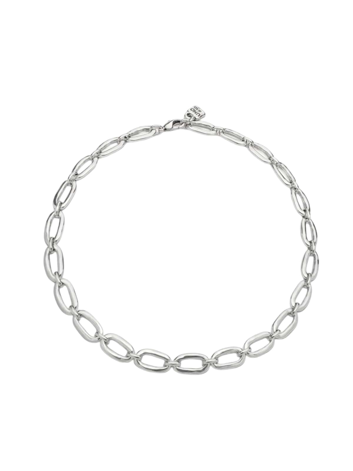 Collier chaîne argentée, maille graphique, UNOde50, design géométrique, bijou espagnol, modèle Nanie - Collier - Argent 45 - 50 cm