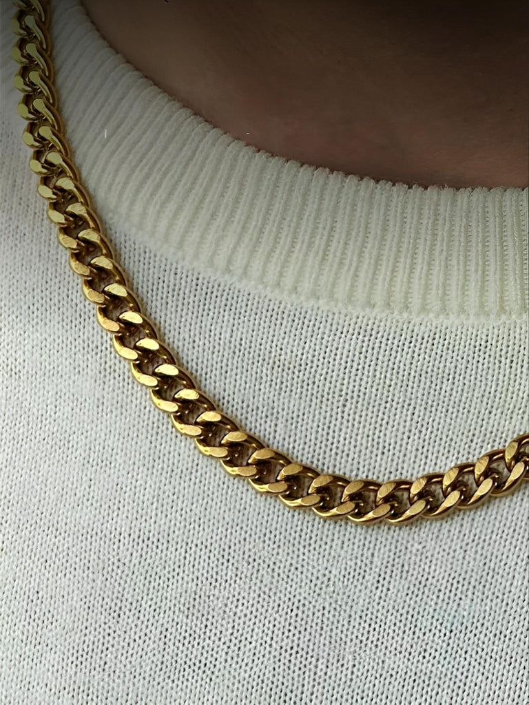 Collier chaîne cubaine, en acier inoxydable, style unique, modèle Will - Collier - Or 45 cm