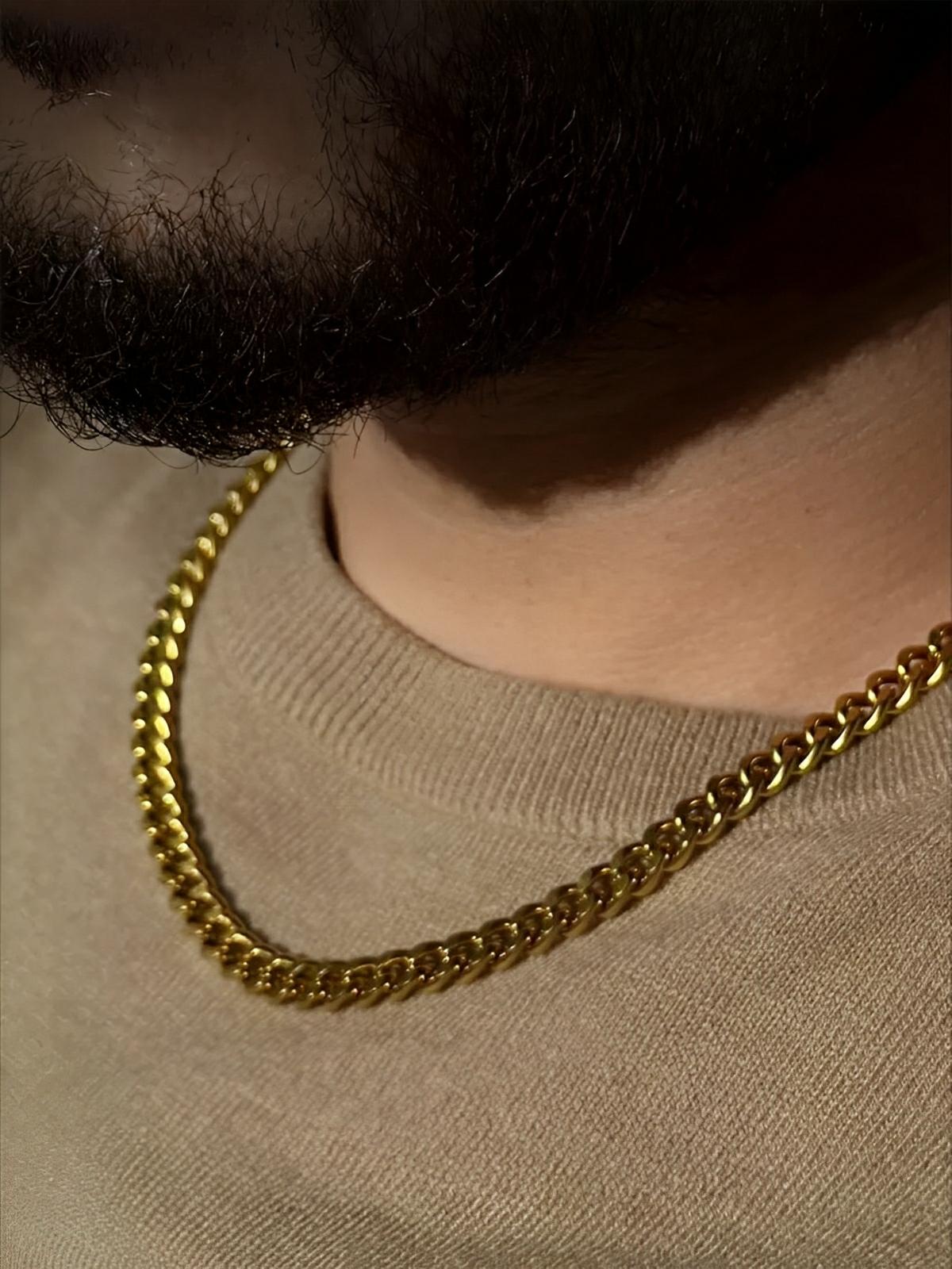 Collier chaîne cubaine, en acier inoxydable, style unique, modèle Will - Collier - Or 45 cm