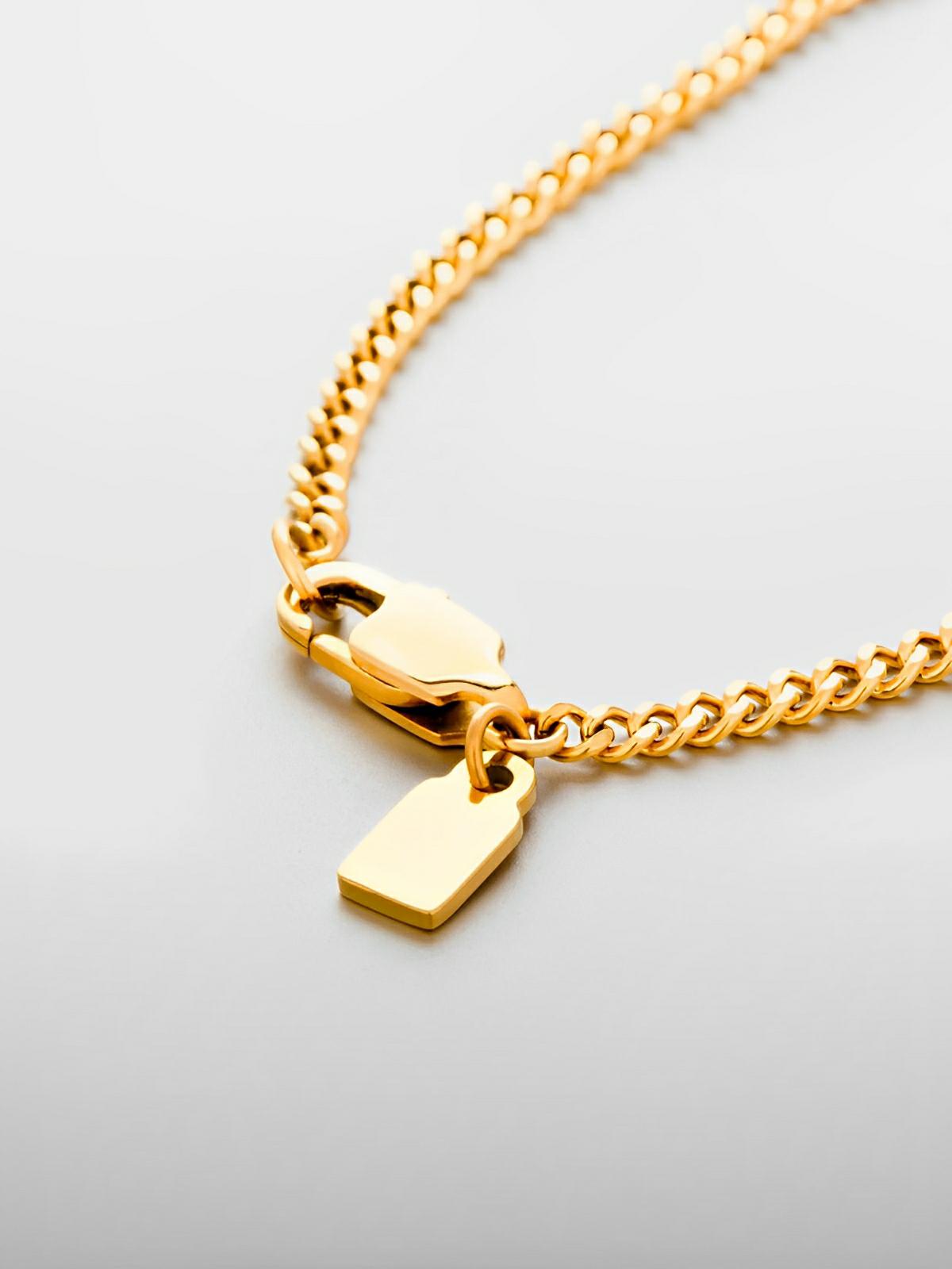 Collier chaîne cubaine homme, en acier inoxydable, style urbain, waterproof, modèle Loni - Collier - Or 55 cm