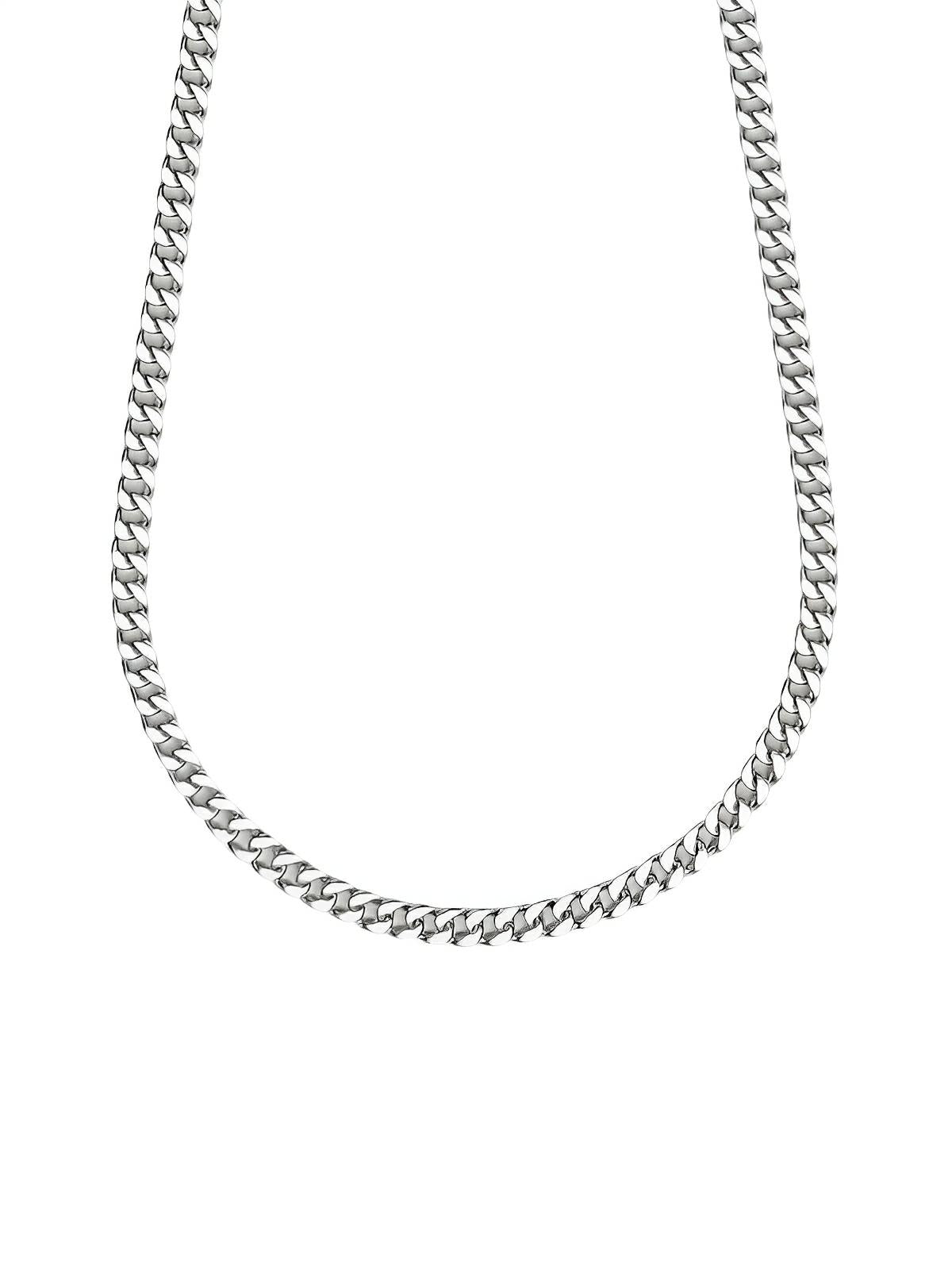 Collier chaîne cubaine homme, en acier inoxydable, style urbain, waterproof, modèle Loni - Collier - Argent 55 cm
