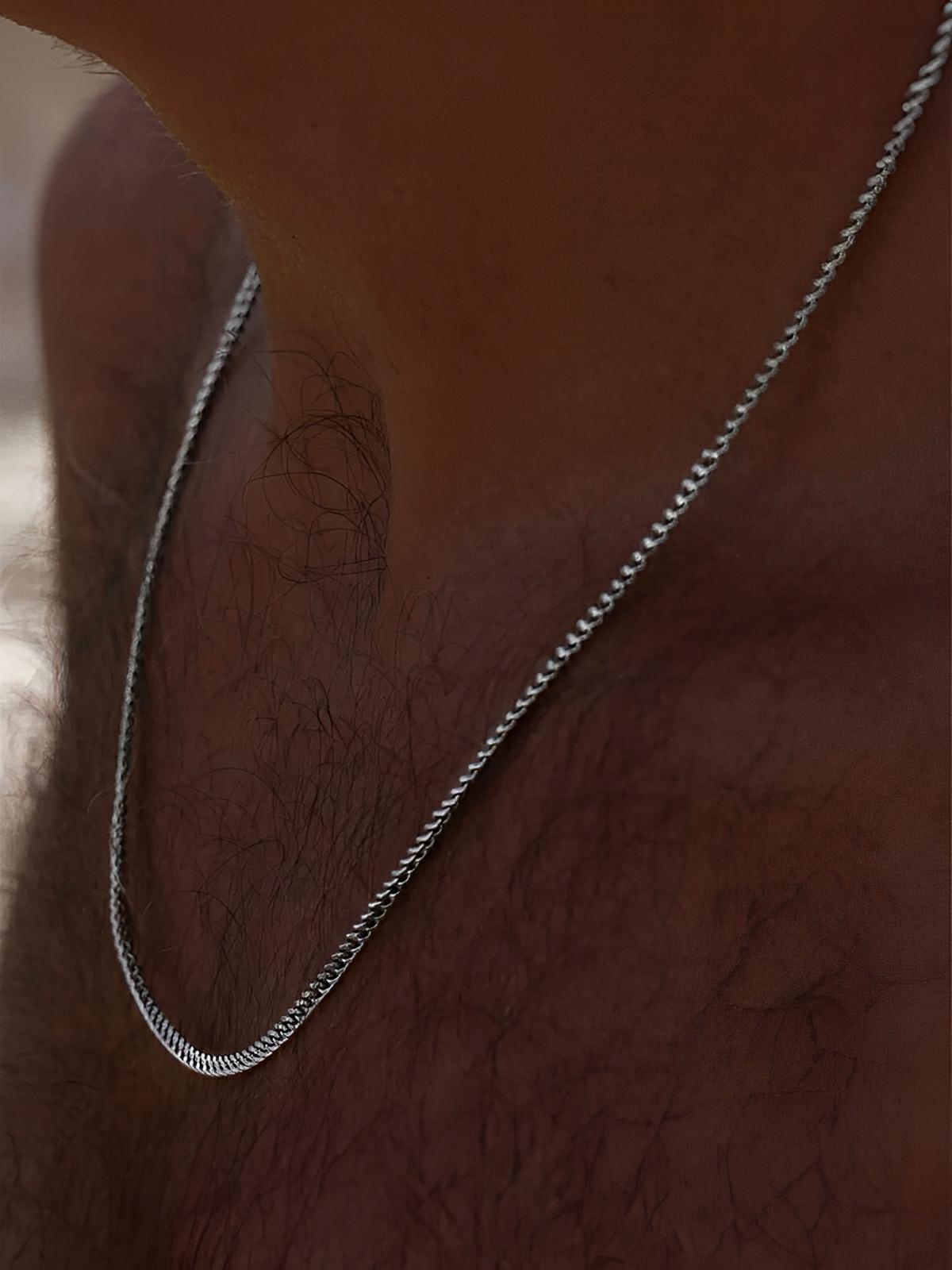 Collier chaîne cubaine homme, en acier inoxydable, style urbain, waterproof, modèle Loni - Collier - Argent 55 cm