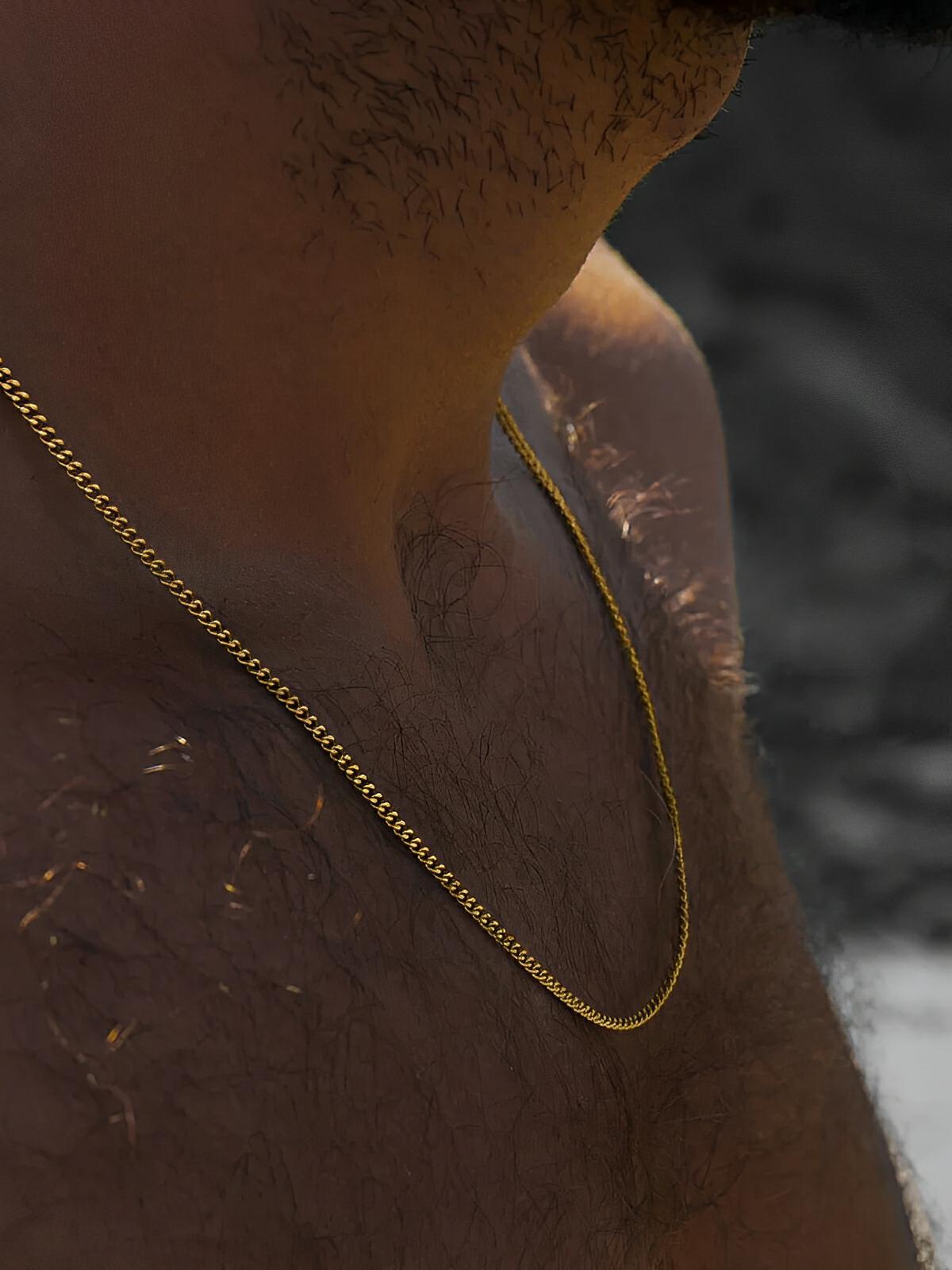 Collier chaîne cubaine homme, en acier inoxydable, style urbain, waterproof, modèle Loni - Collier - Argent 55 cm