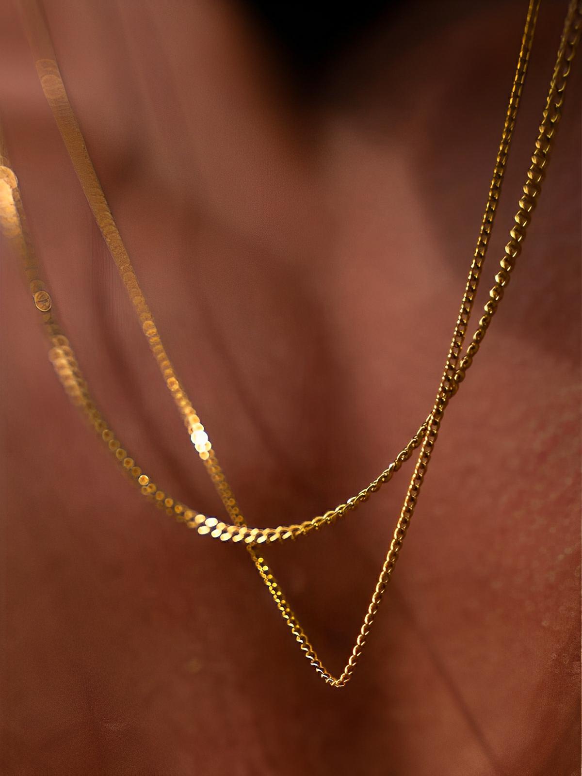 Collier chaîne cubaine homme, en acier inoxydable, style urbain, waterproof, modèle Loni - Collier - Or 55 cm