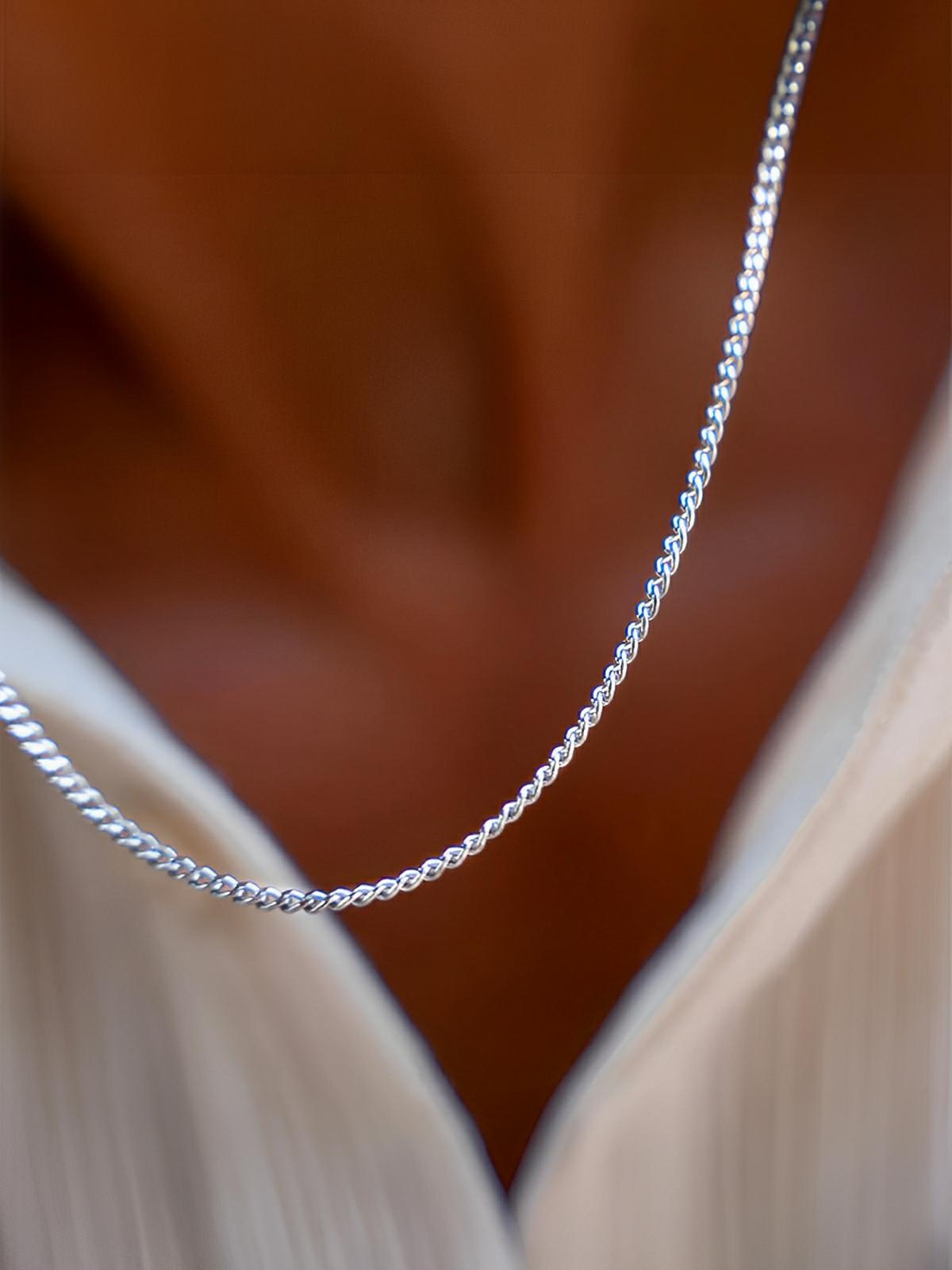 Collier chaîne cubaine homme, en acier inoxydable, style urbain, waterproof, modèle Loni - Collier - Argent 55 cm