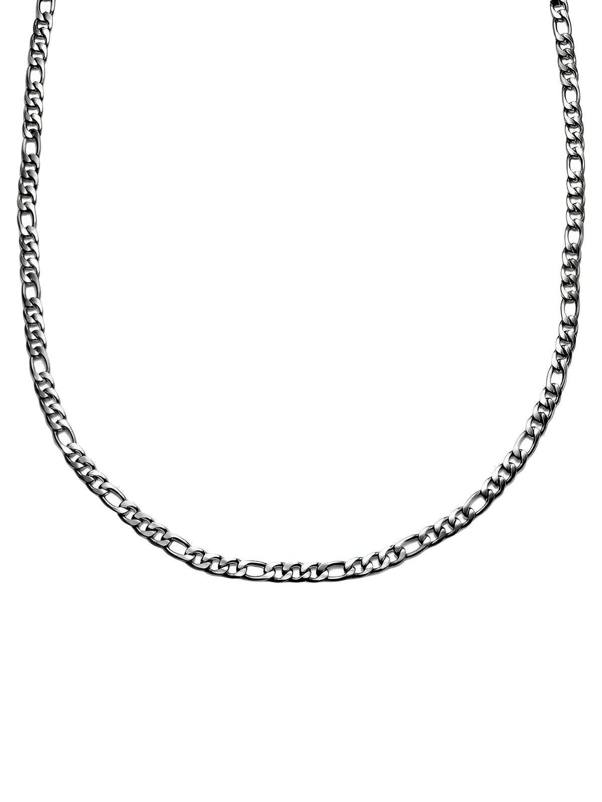 Collier chaîne figaro homme, en acier Inoxydable, style hip - hop, modèle Léon - Collier - Argent 45 cm