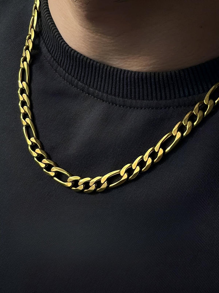 Collier chaîne figaro homme, en acier Inoxydable, style hip - hop, modèle Léon - Collier - Or 45 cm