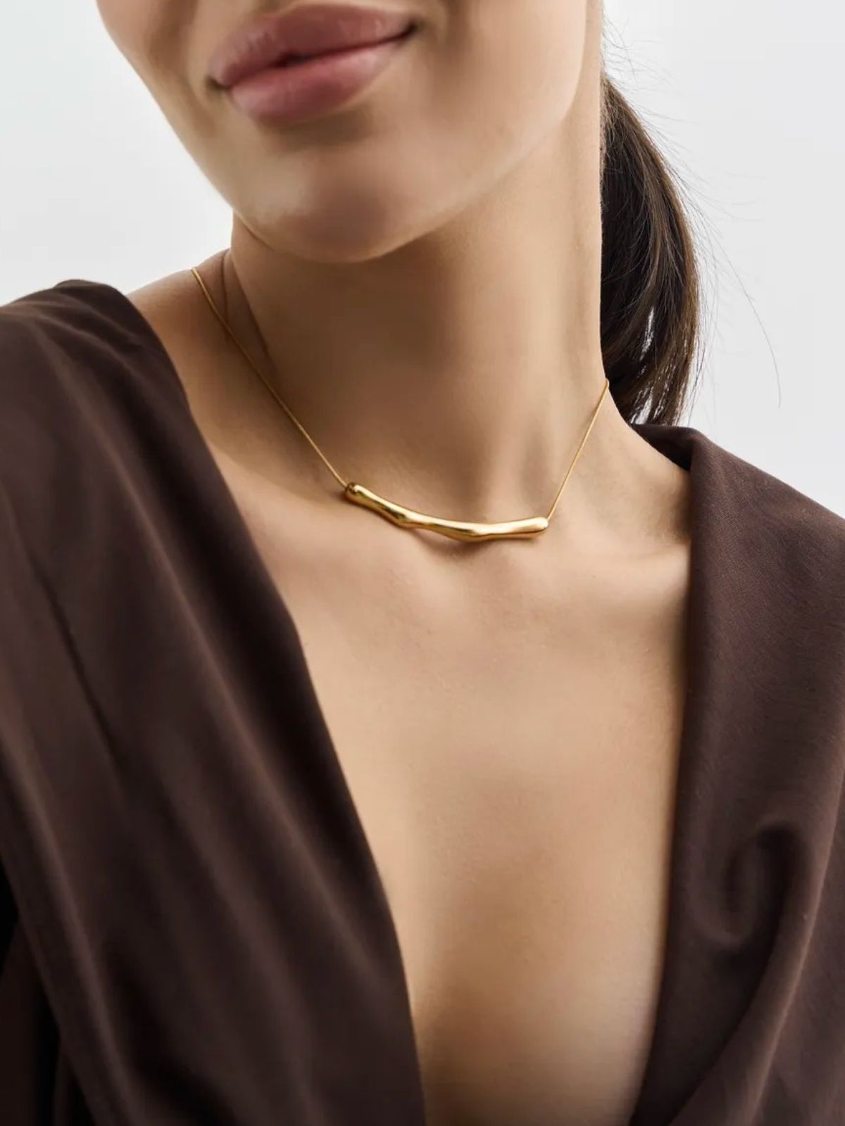 Collier chaîne fine, design irrégulier, acier doré, style froid, bijou tendance femme, Naomie - Collier - Or 21 - 50 cm